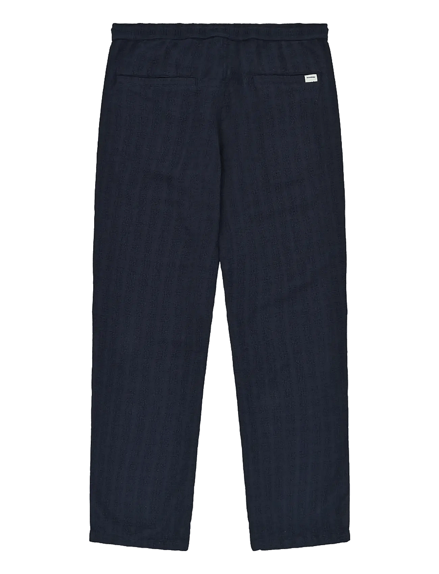 Knowledge Cotton Apparel - Fig loose structure pants - casual byxor - night sky - 2