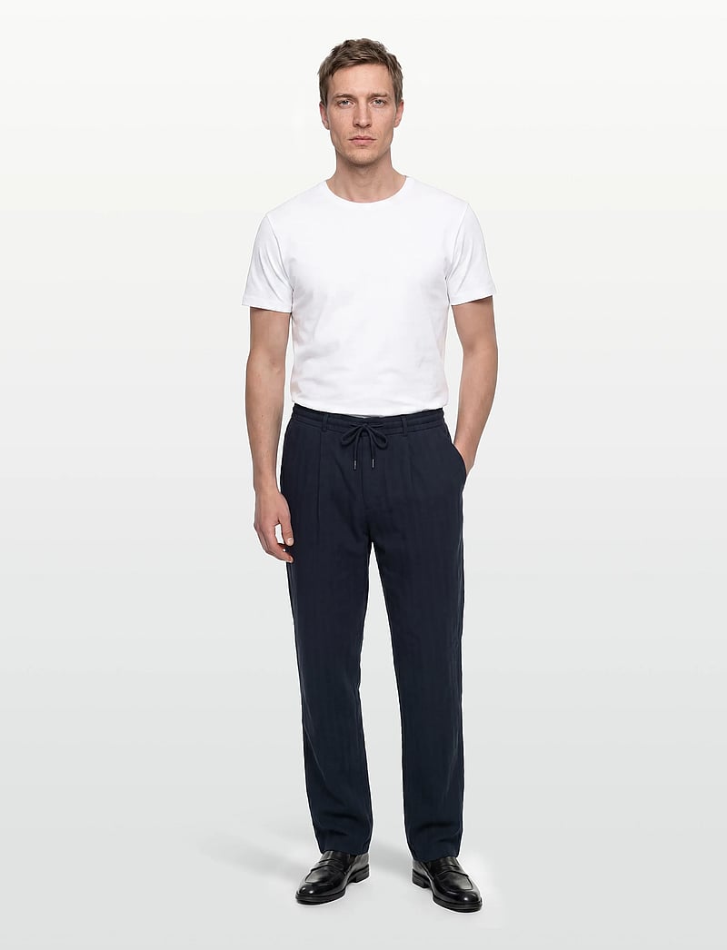 Knowledge Cotton Apparel - Fig loose structure pants - casual bukser - night sky - 0