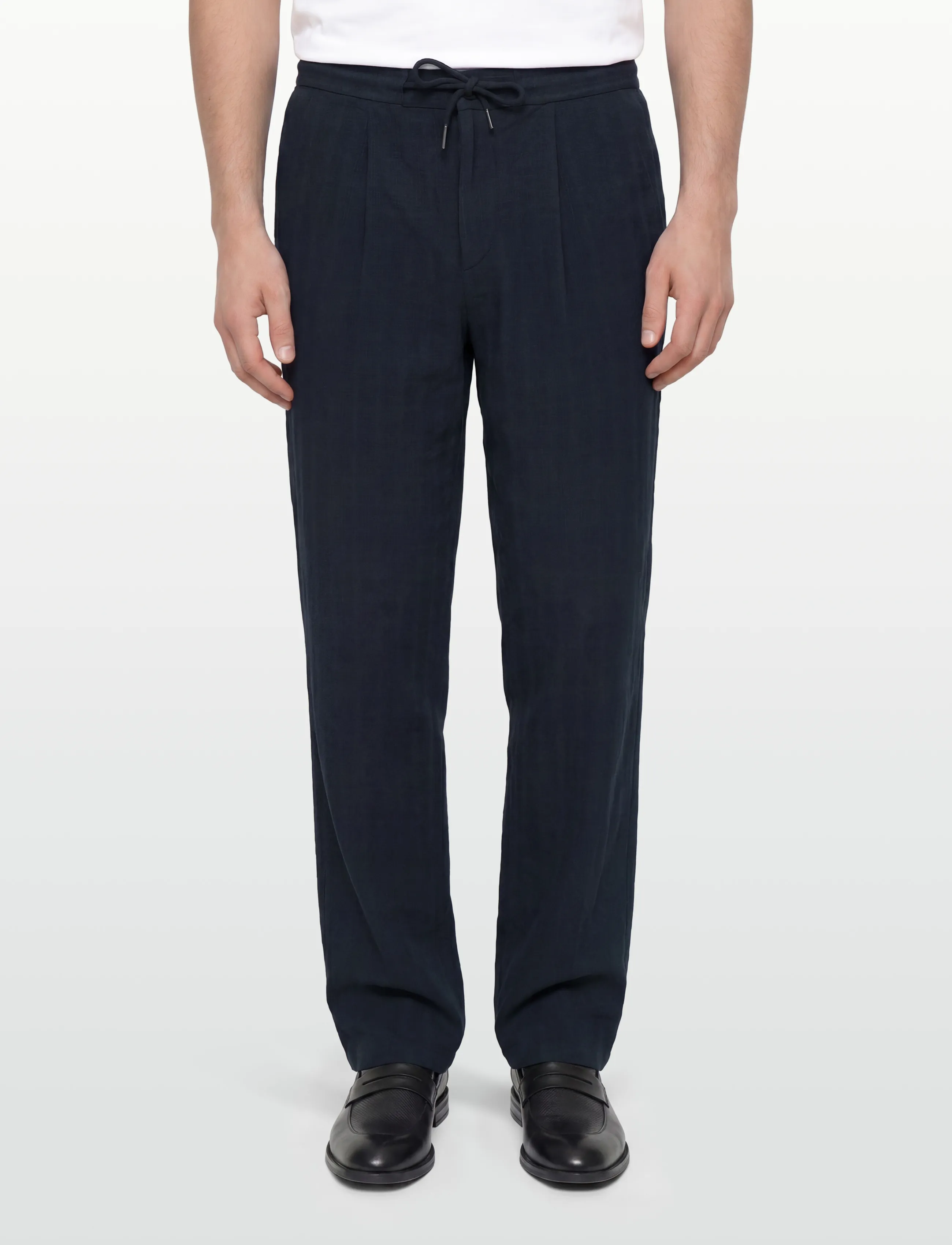 Knowledge Cotton Apparel - Fig loose structure pants - casual - night sky - 3