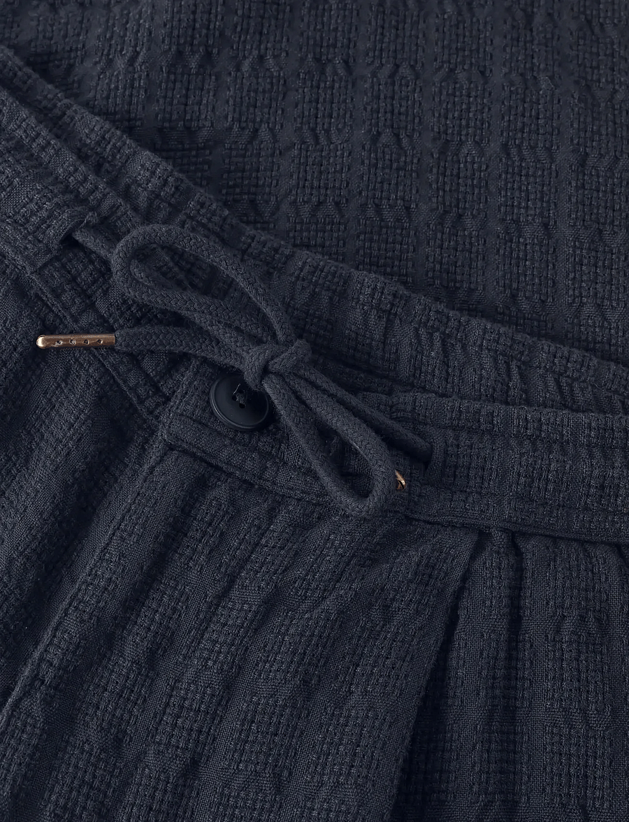 Knowledge Cotton Apparel - Fig loose structure pants - casual byxor - night sky - 5