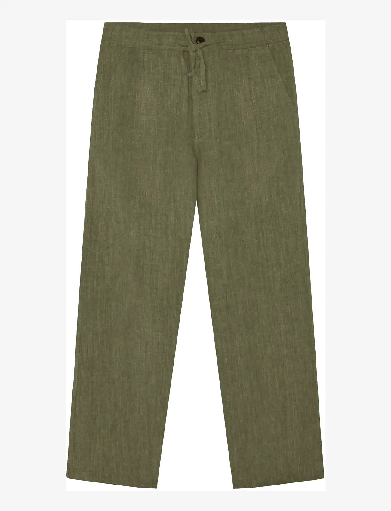 Knowledge Cotton Apparel - Fig loose linen-mix pants - linased püksid - burned olive - 0