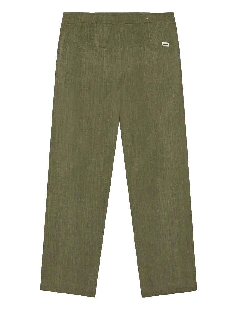 Knowledge Cotton Apparel - Fig loose linen-mix pants - linased püksid - burned olive - 1