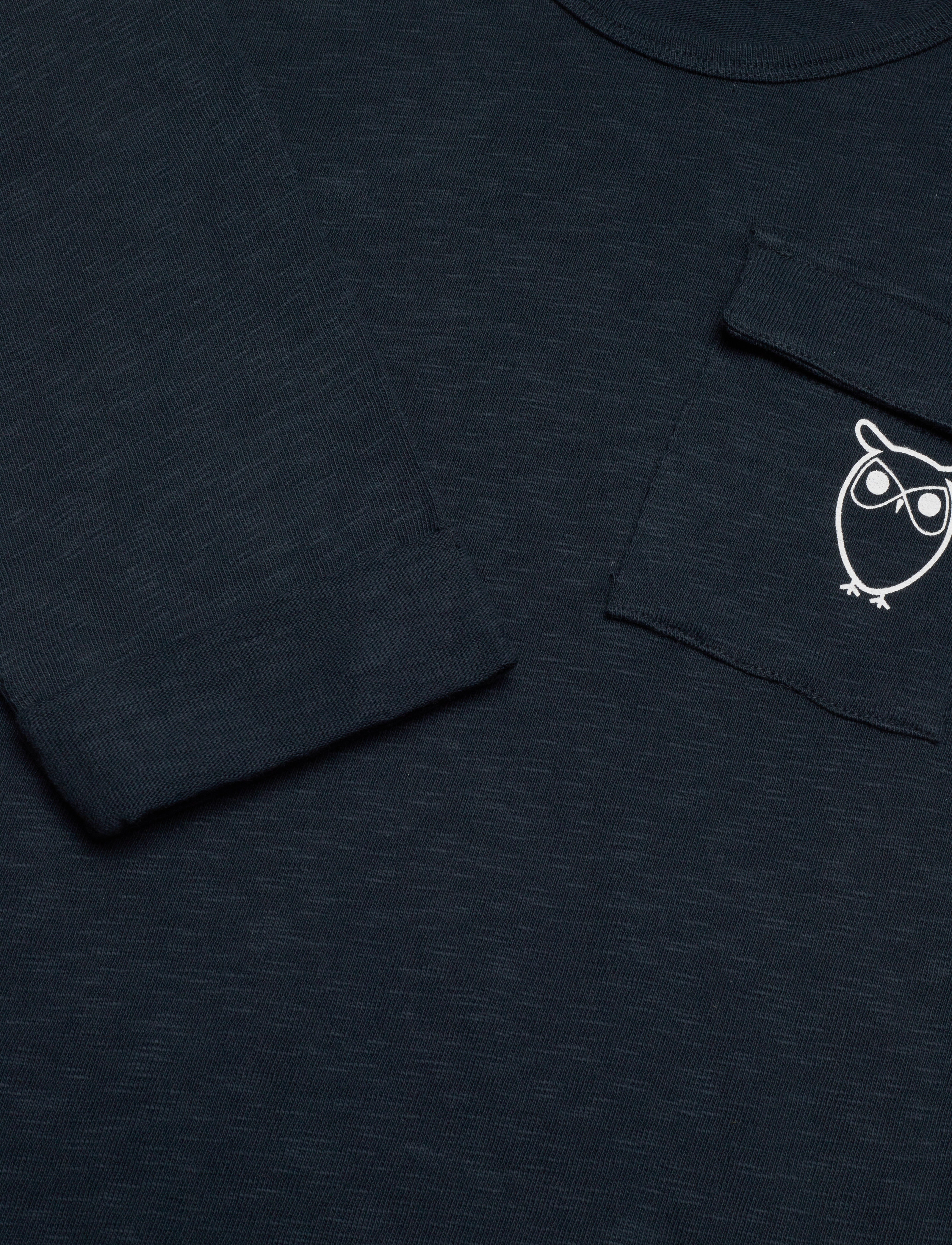 Knowledge Cotton Apparel - Boxed slub long sleeve with pocket - total eclipse - 2