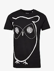 Knowledge Cotton Apparel - AOP owl tee - GOTS/Vegan - t-shirts - black jet - 0