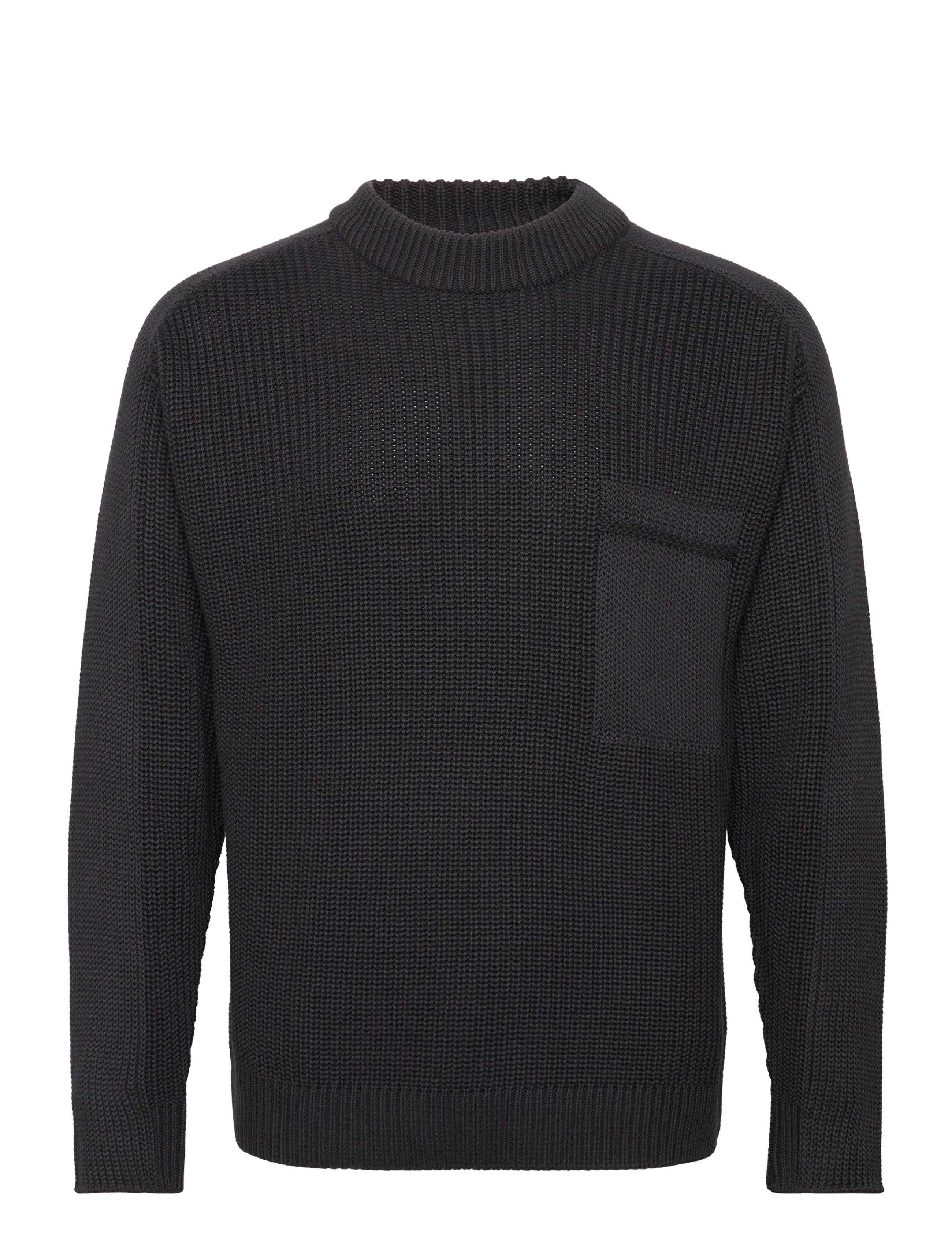 Knowledge Cotton Apparel - Classic rib structure mock neck wit - black jet - 0