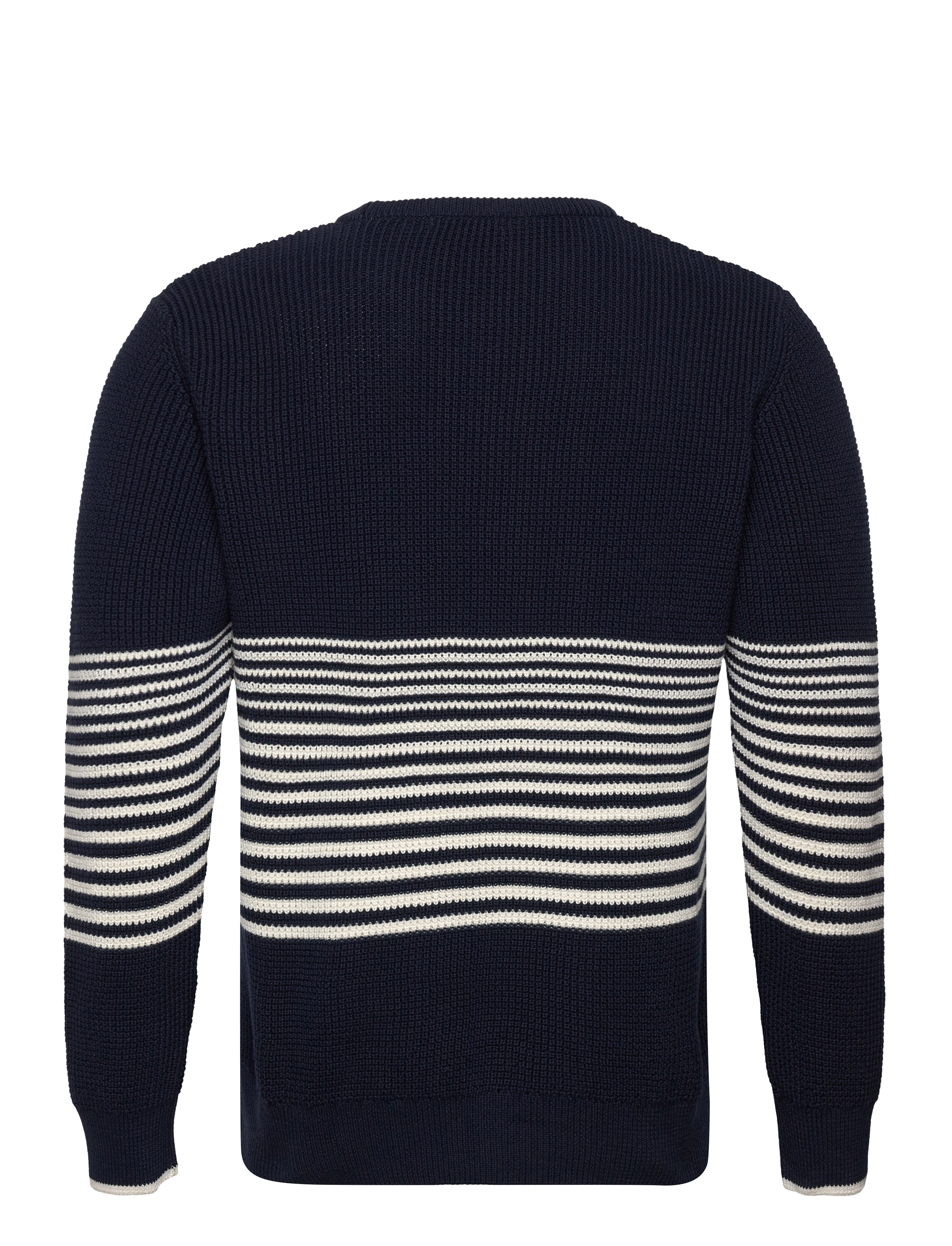 Knowledge Cotton Apparel - Classic waffle striped crew neck kn - total eclipse - 1