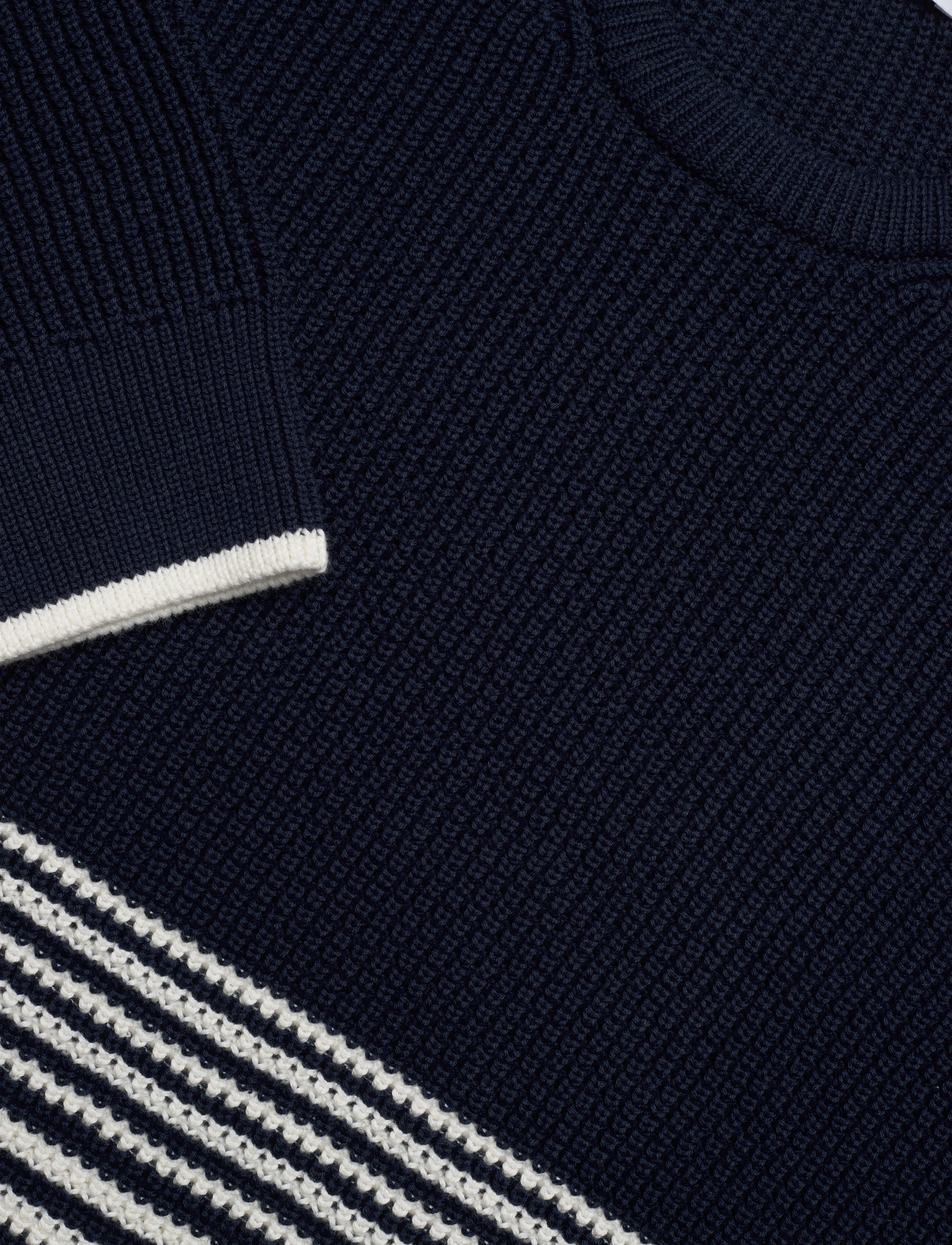 Knowledge Cotton Apparel - Classic waffle striped crew neck kn - total eclipse - 2