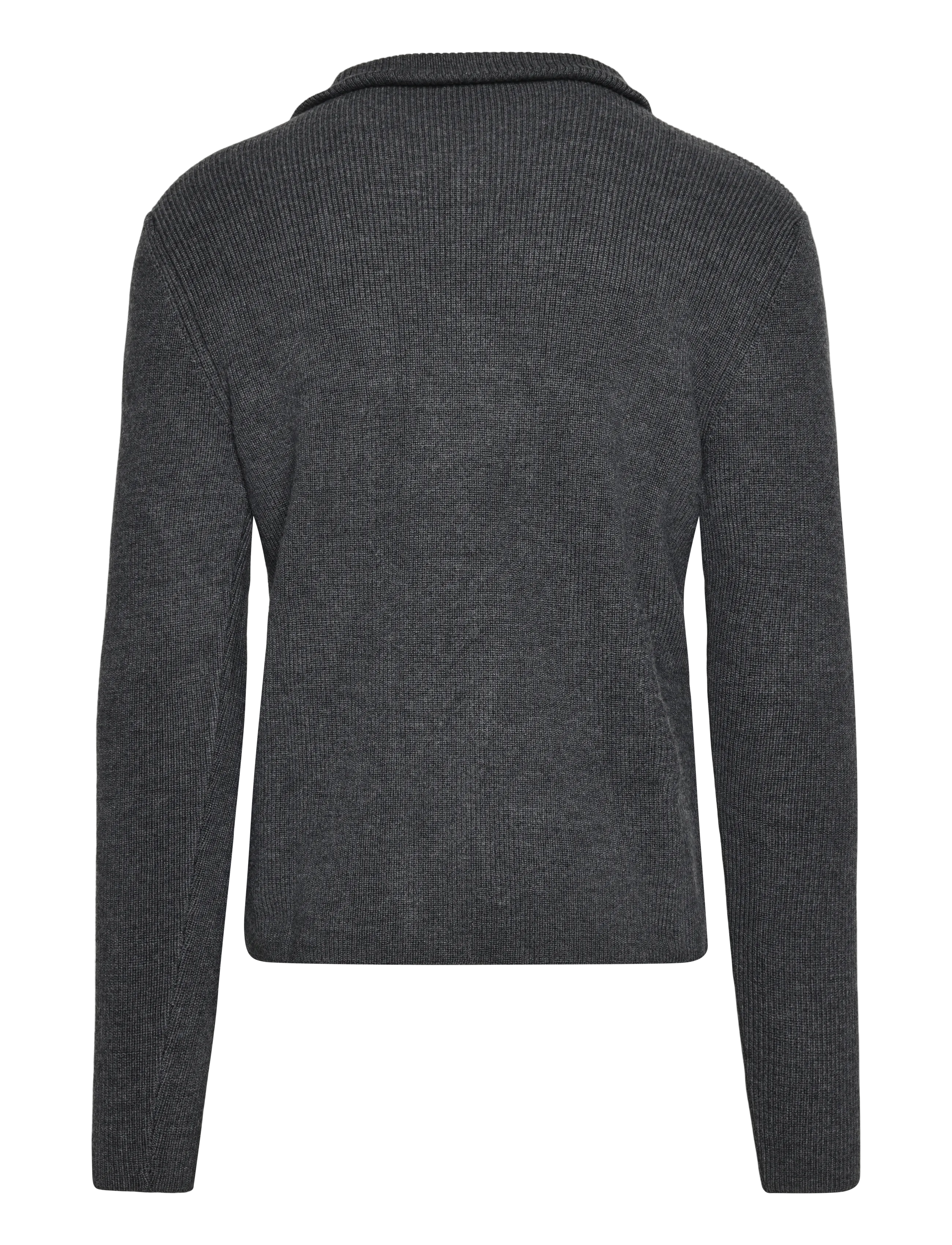 Knowledge Cotton Apparel - 1/2 neck zip merino wool rib knit - - herbstliche kleidung - dark grey melange - 2