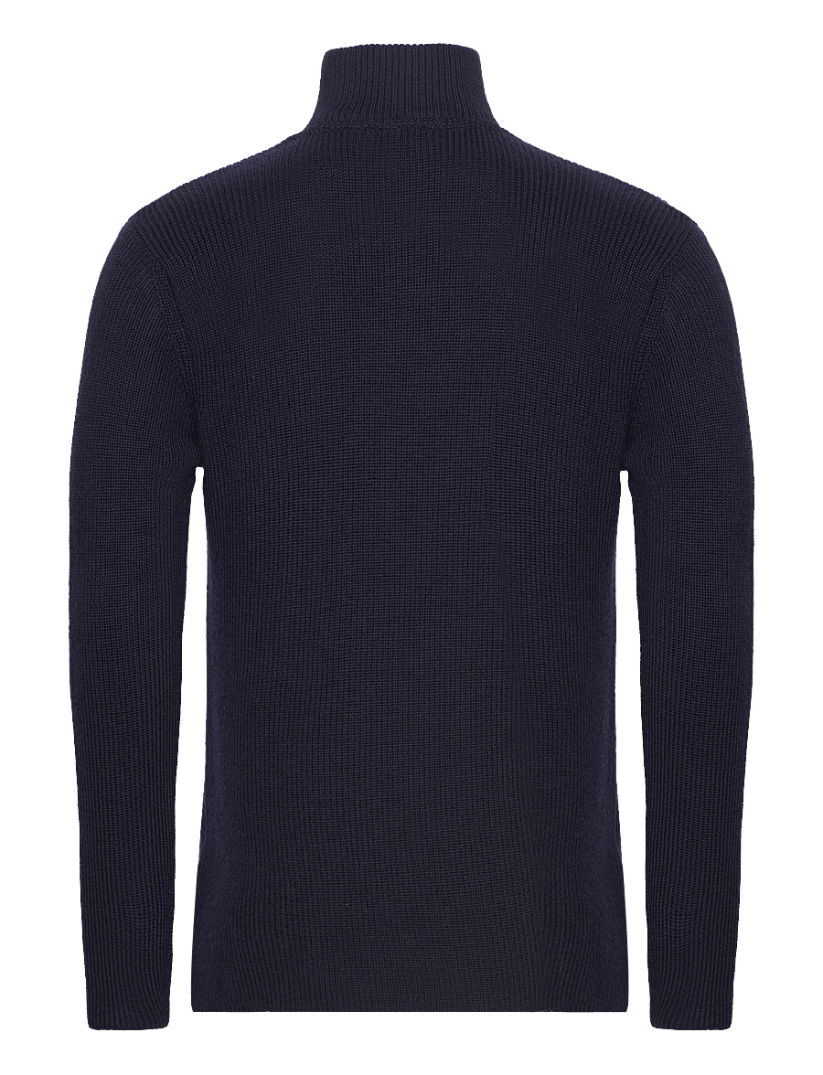 Knowledge Cotton Apparel - Merino half zip sweater - total eclipse - 1