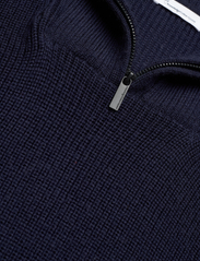 Knowledge Cotton Apparel - 1/2 neck zip merino wool rib knit - - pulls demi-zippés - total eclipse - 5