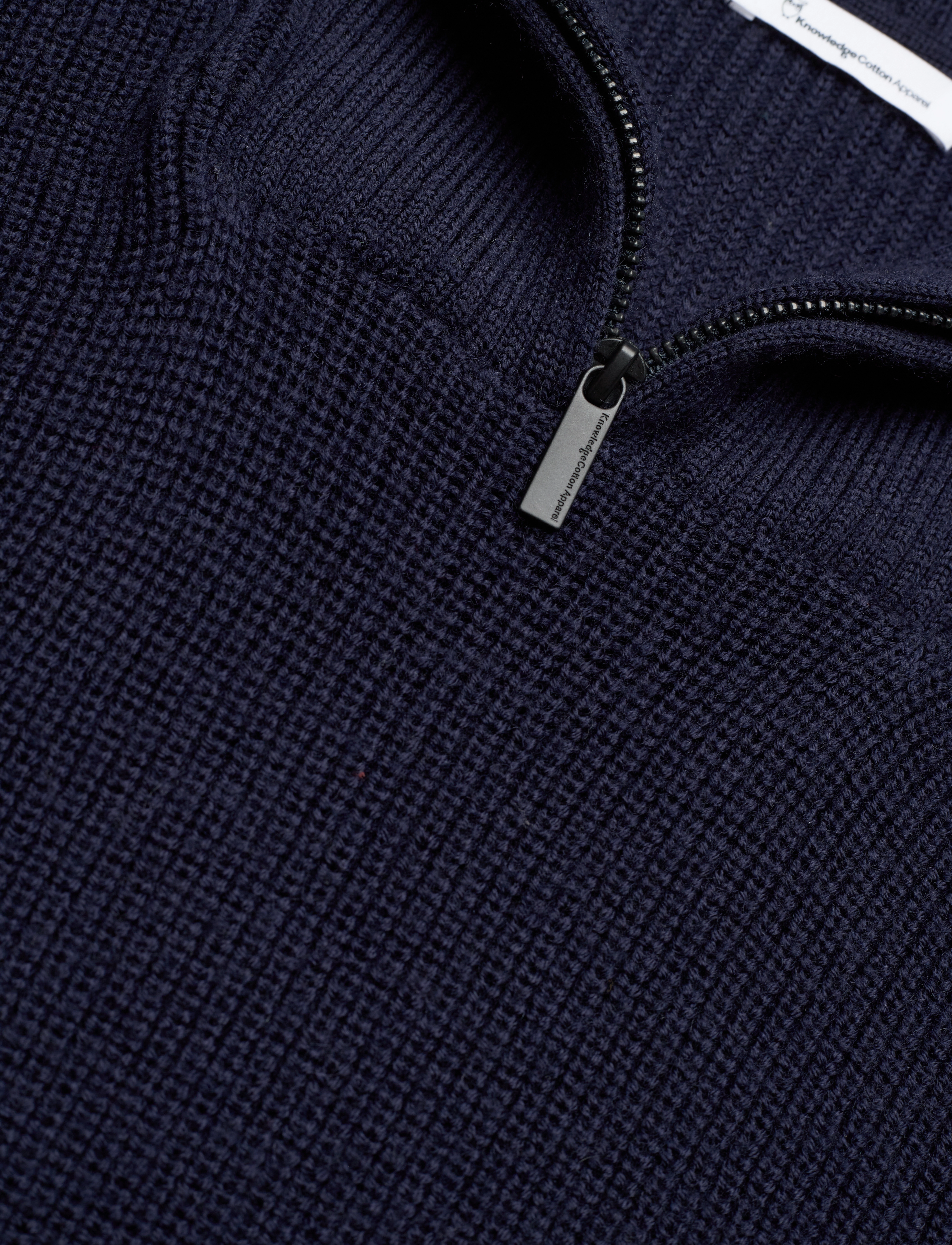 Knowledge Cotton Apparel - Merino half zip sweater - total eclipse - 5