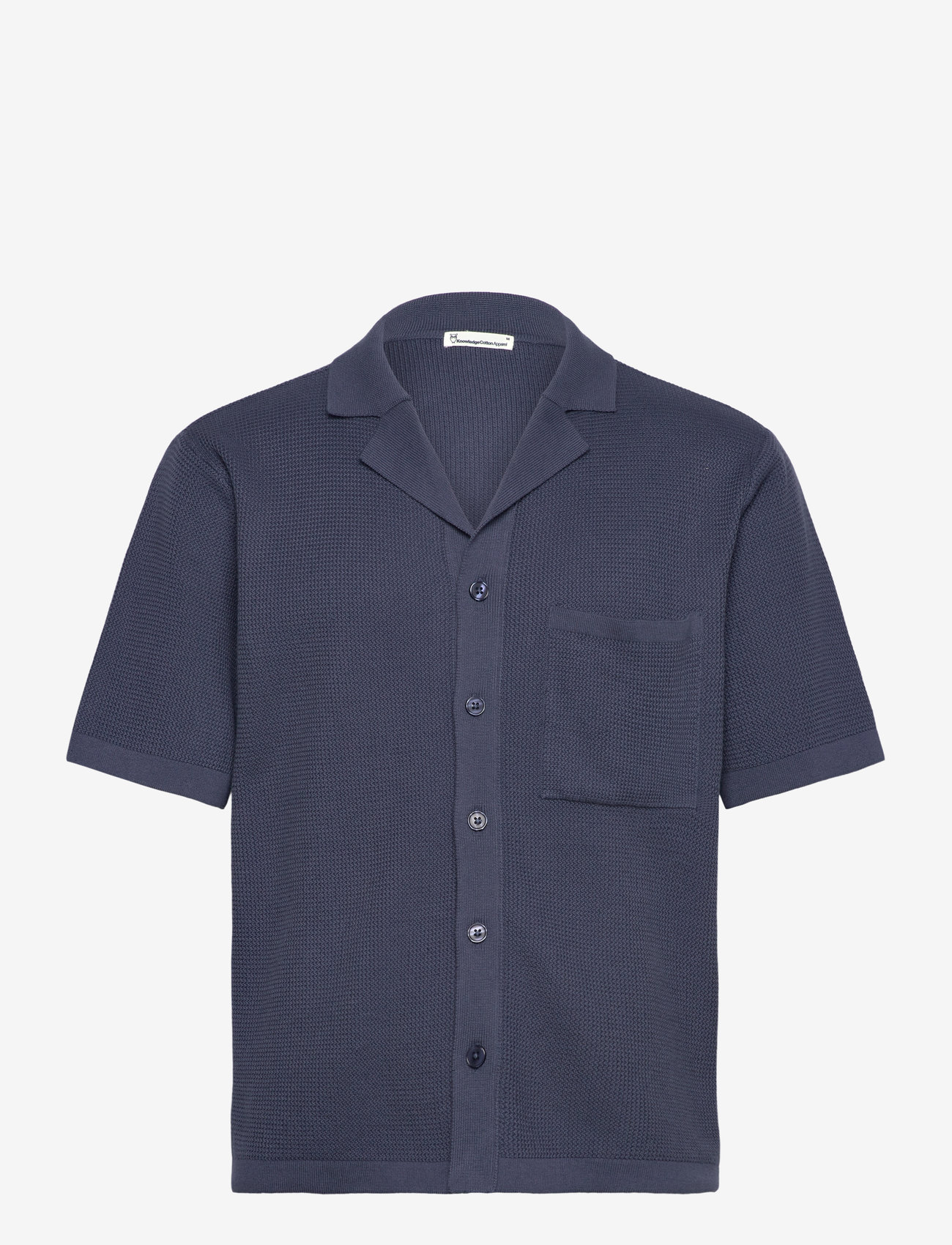 Knowledge Cotton Apparel - Boxy short sleeve structured knitte - kurzärmelig - vintage indigo - 0