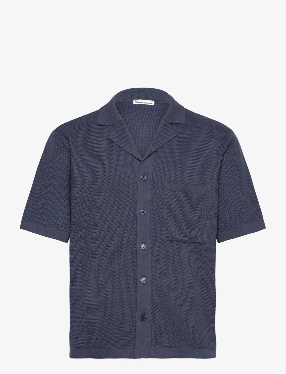 Knowledge Cotton Apparel - Boxy short sleeve structured knitte - kurzarmhemden - vintage indigo - 0