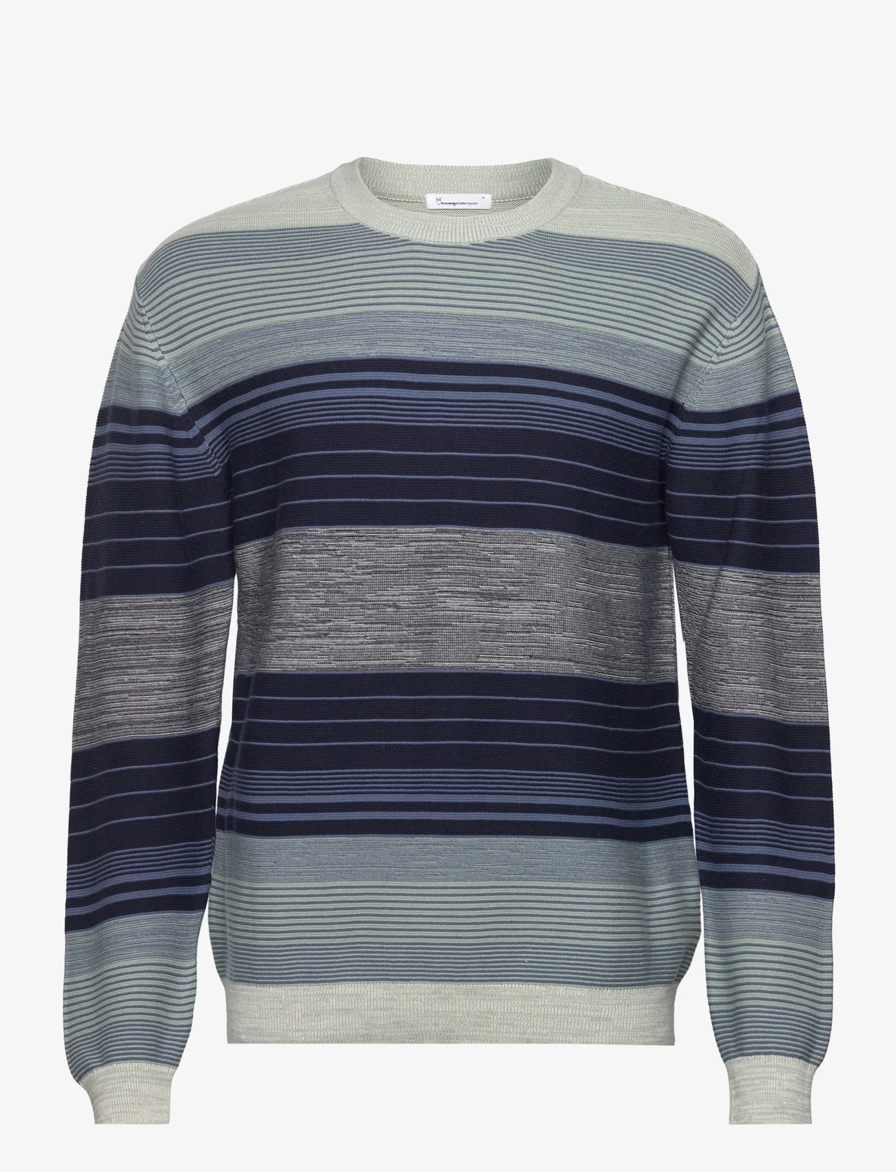 Knowledge Cotton Apparel - Loose striped multicolored crew nec - knitted round necks - blue stripe - 0