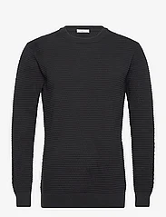 Knowledge Cotton Apparel - VAGN regular bubble knit crew neck - knitted round necks - black jet - 0