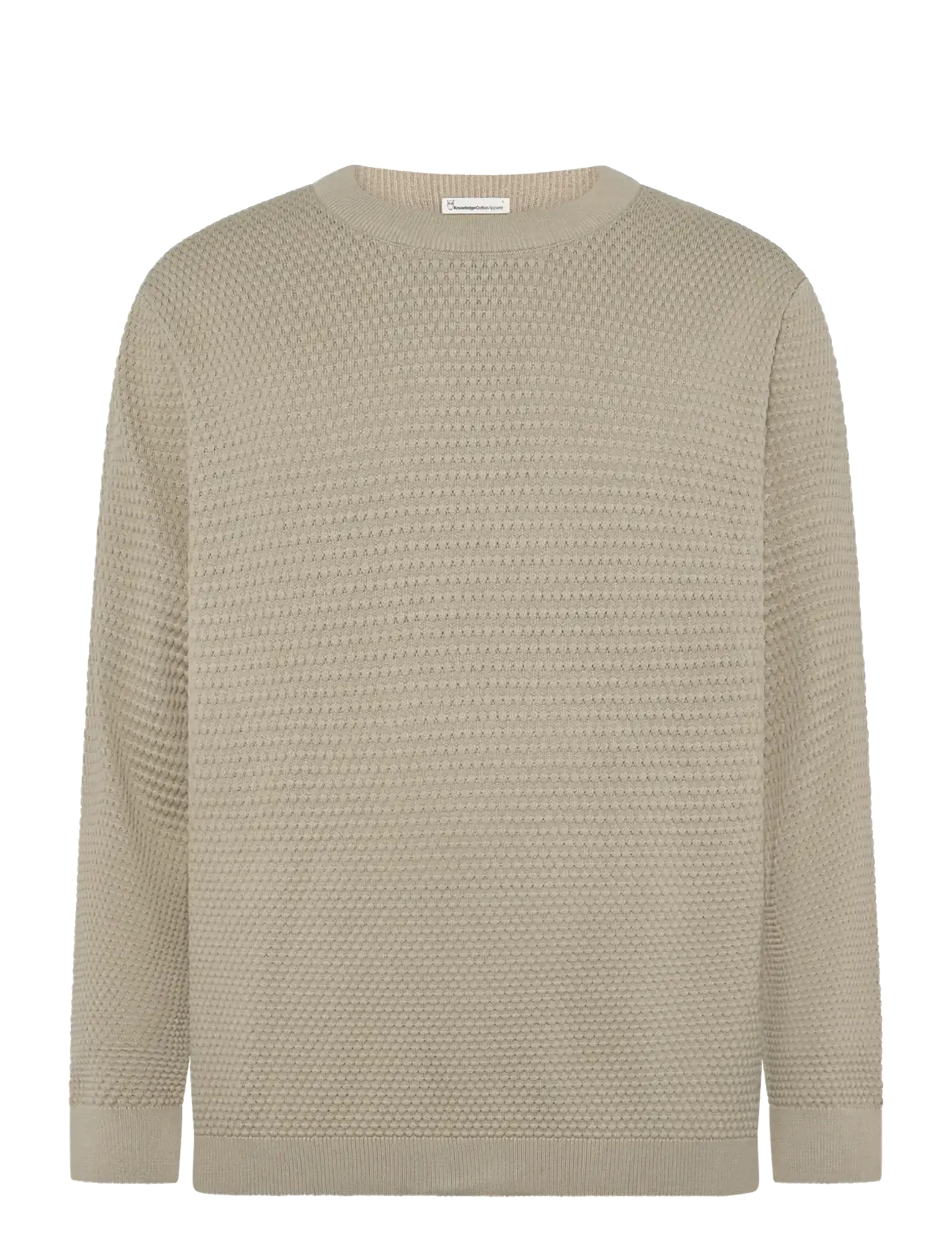 Knowledge Cotton Apparel Bubble knit crew neck - Uus - LIGHT FEATHER GRAY / beige
