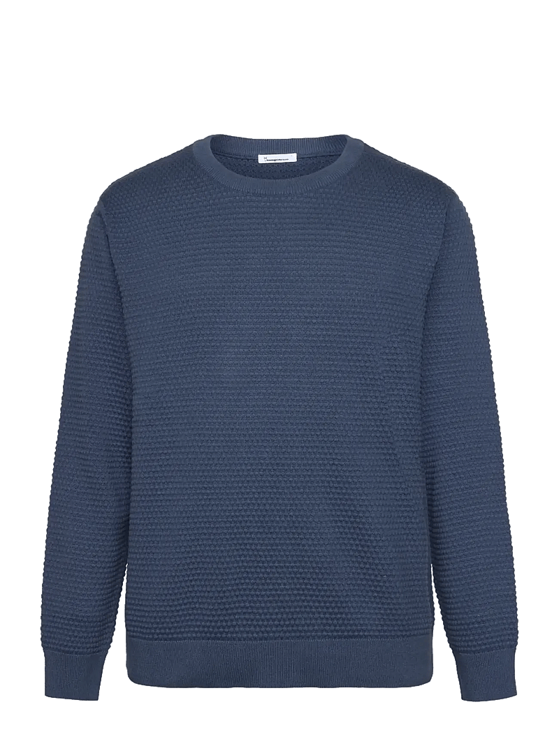 Knowledge Cotton Apparel - Bubble knit crew neck - megztiniai su apvalia apykakle - vintage indigo - 0