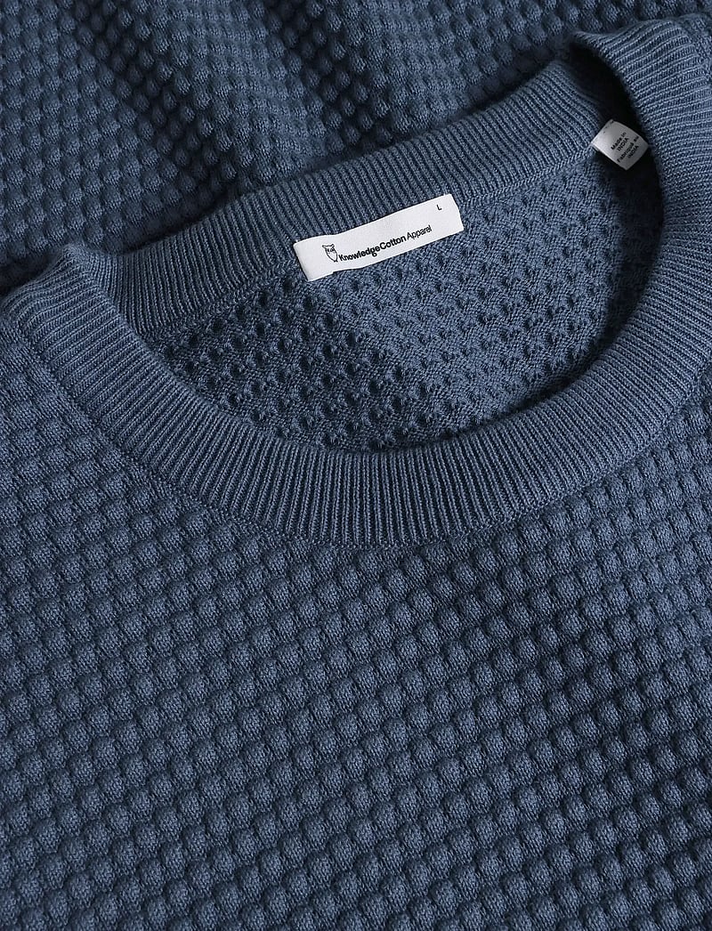 Knowledge Cotton Apparel - Bubble knit crew neck - megztiniai su apvalia apykakle - vintage indigo - 2