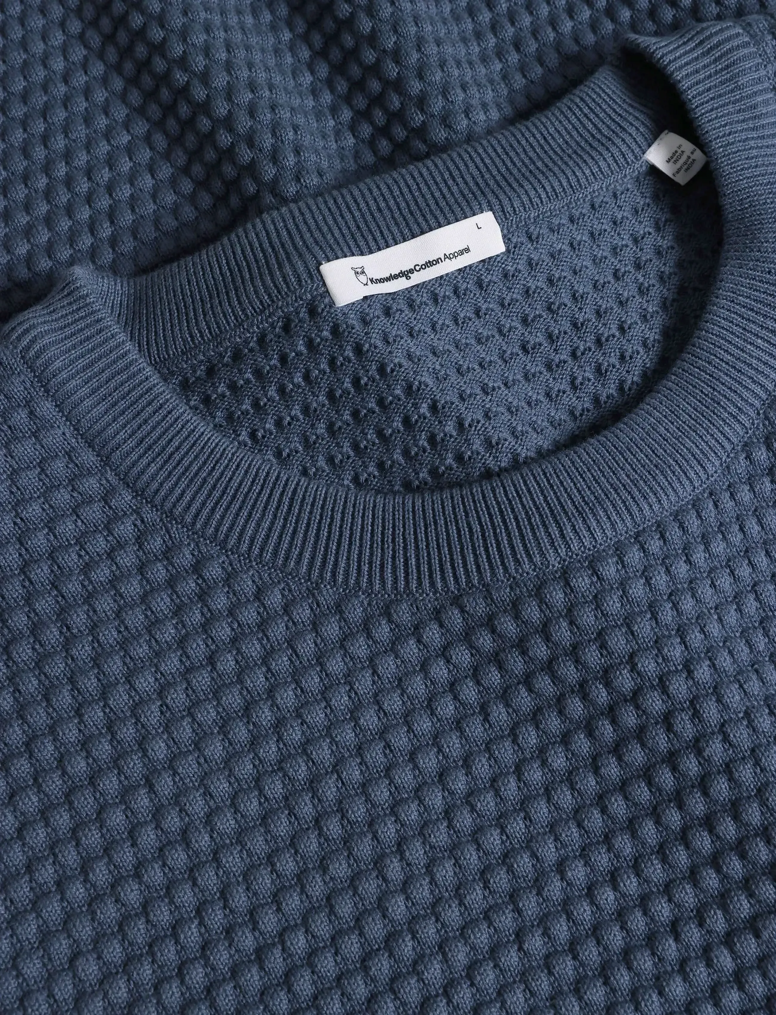 Knowledge Cotton Apparel - Bubble knit crew neck - Ümmarguse kaelusega kudumid - vintage indigo - 2