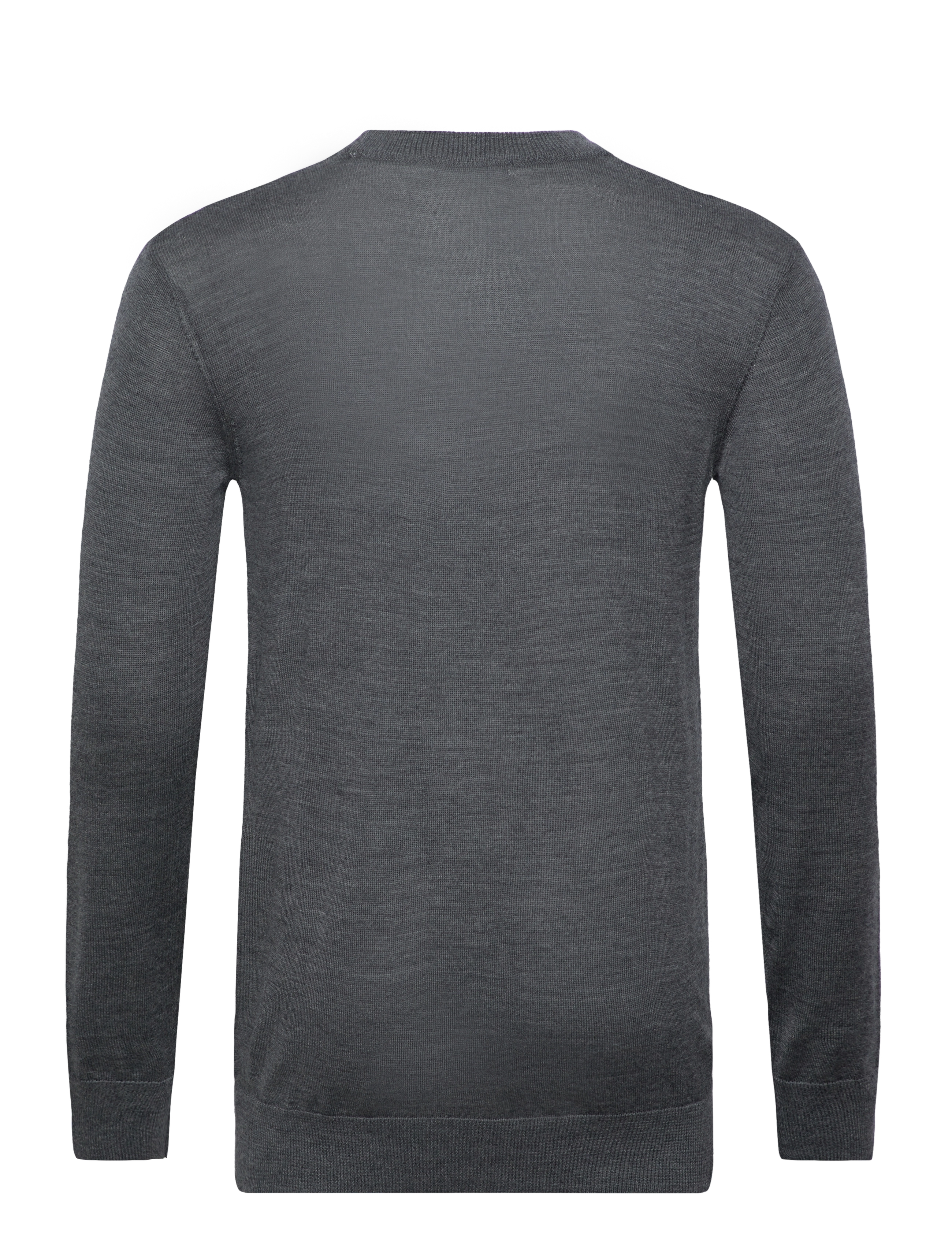 Knowledge Cotton Apparel - Merino crew neck sweater - round necks - dark grey melange - 2