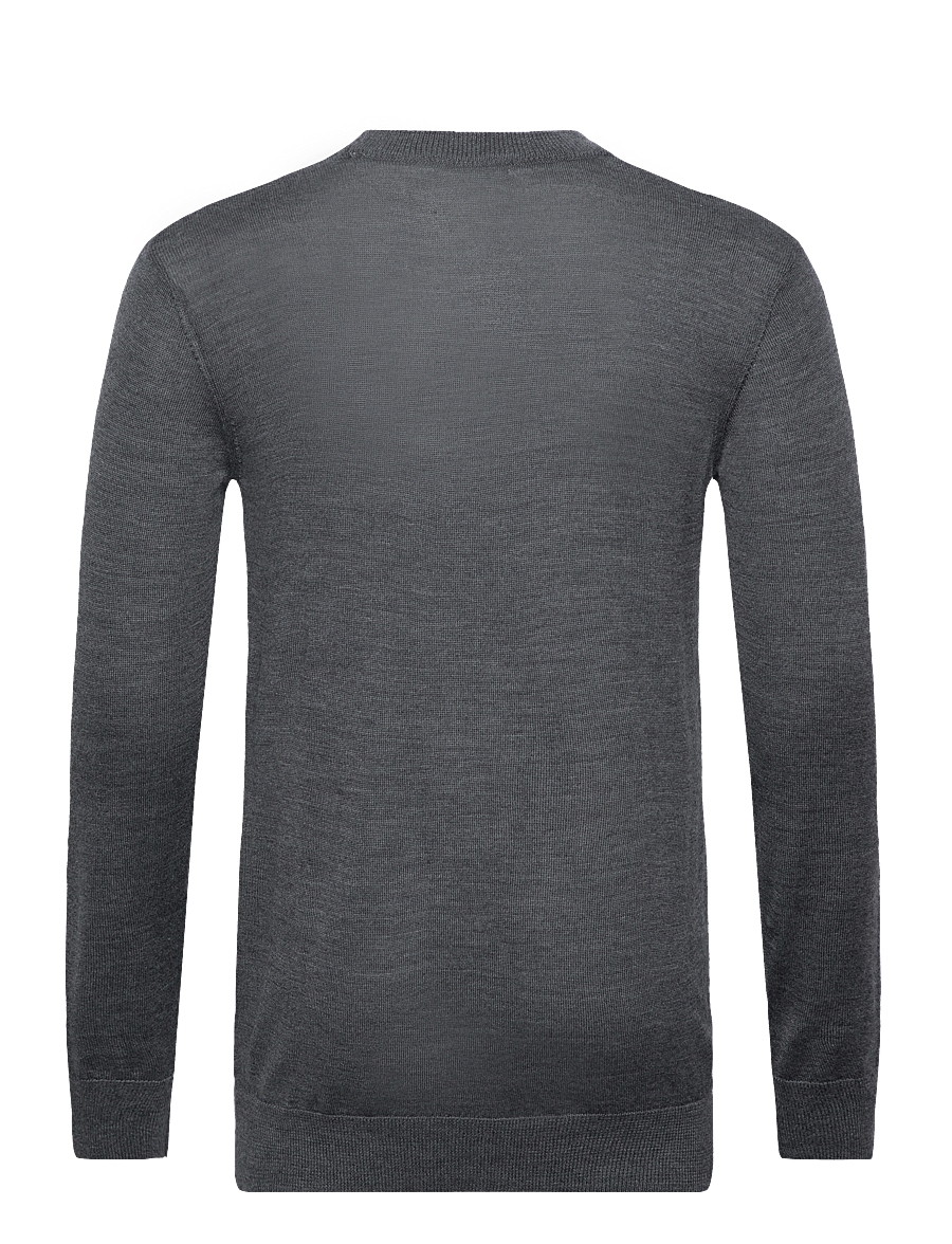 Knowledge Cotton Apparel - Merino crew neck sweater - round necks - dark grey melange - 2