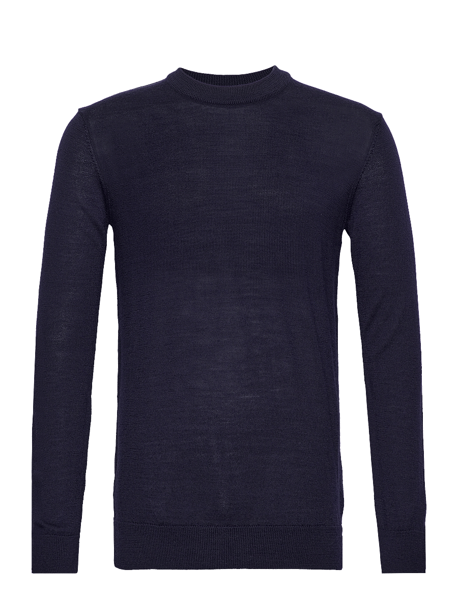 Knowledge Cotton Apparel - Merino crew neck sweater - round necks - total eclipse - 1