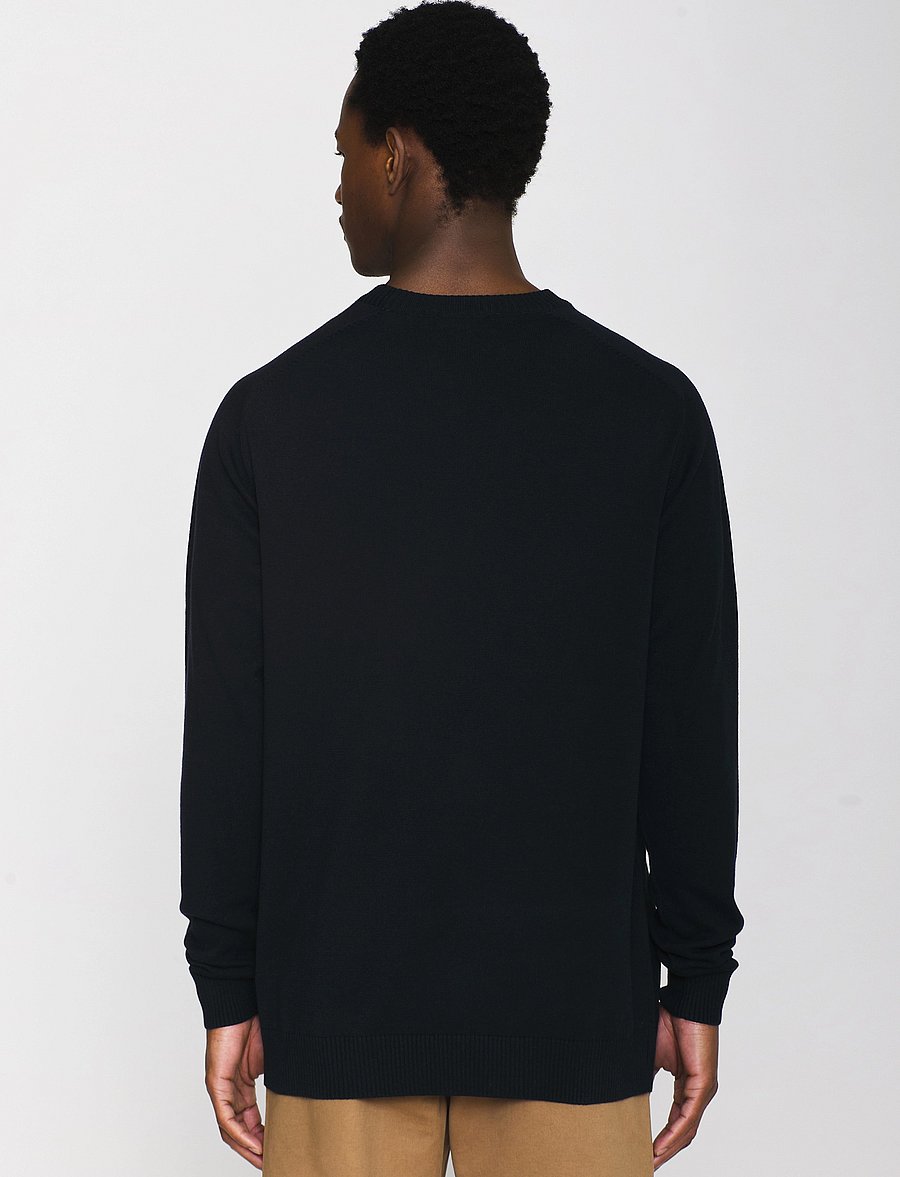 Knowledge Cotton Apparel - Merino crew neck sweater - round necks - total eclipse - 3