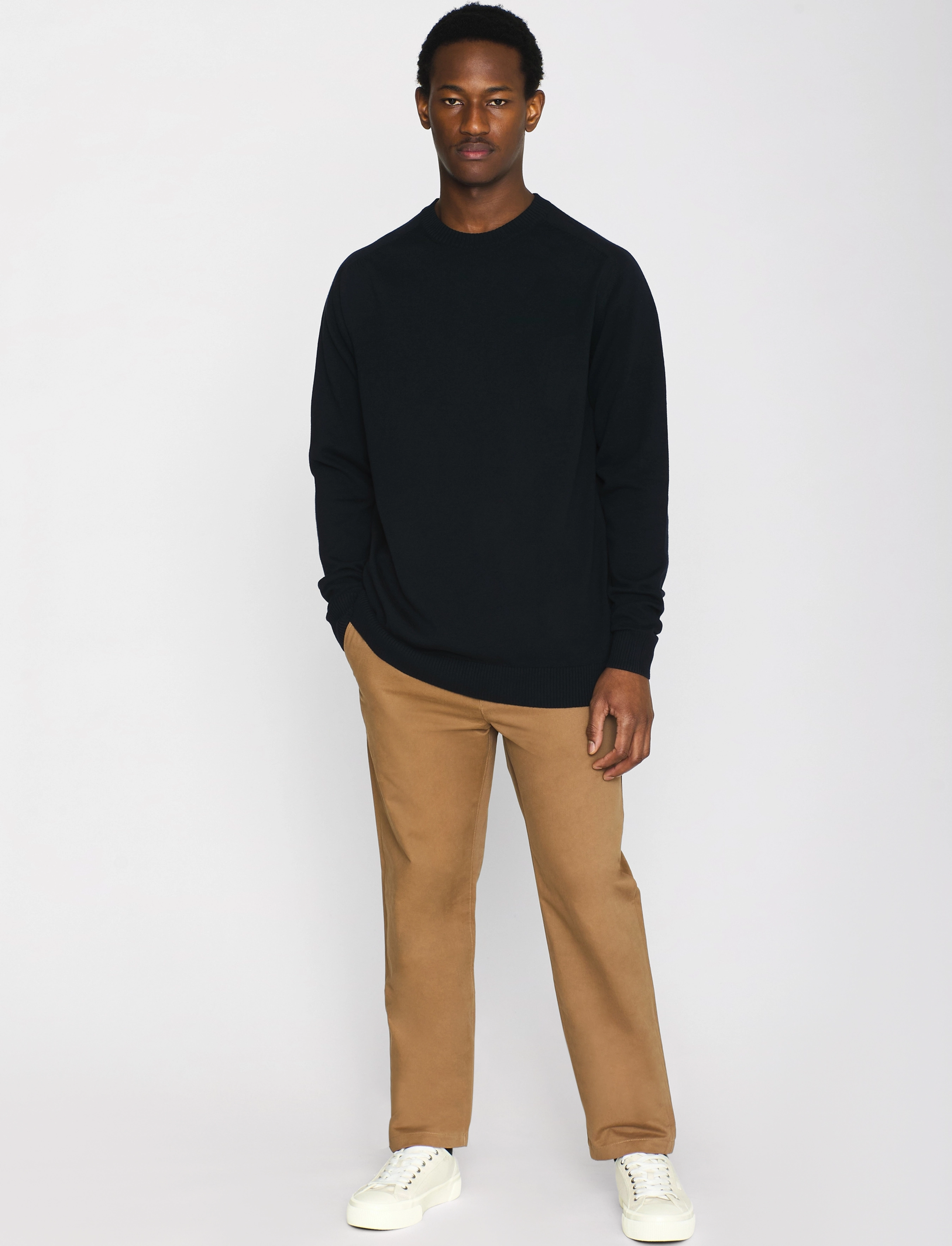 Knowledge Cotton Apparel - Merino crew neck sweater - total eclipse - 4