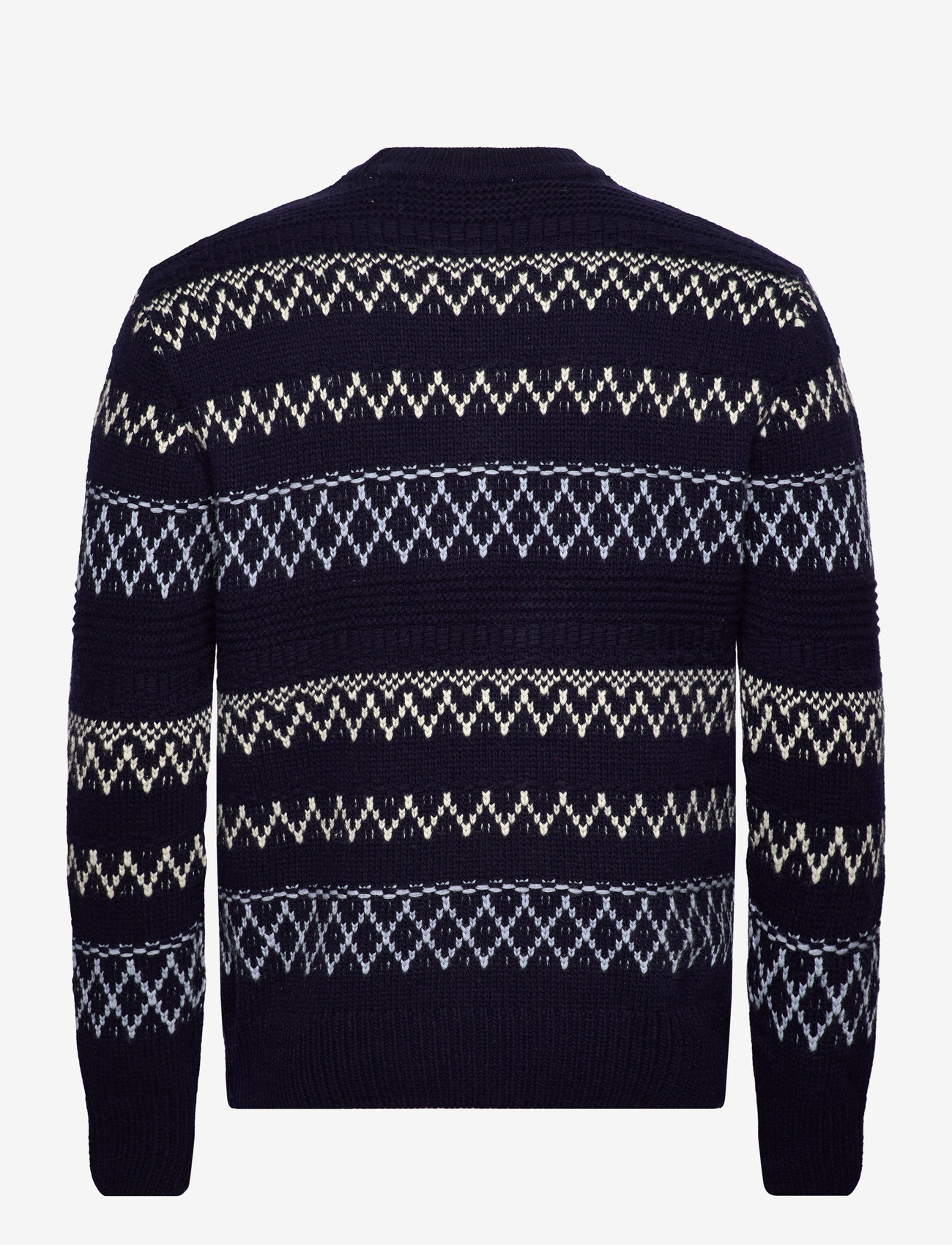Knowledge Cotton Apparel - Knitted pattern crew neck - RWS - blue stripe - 1