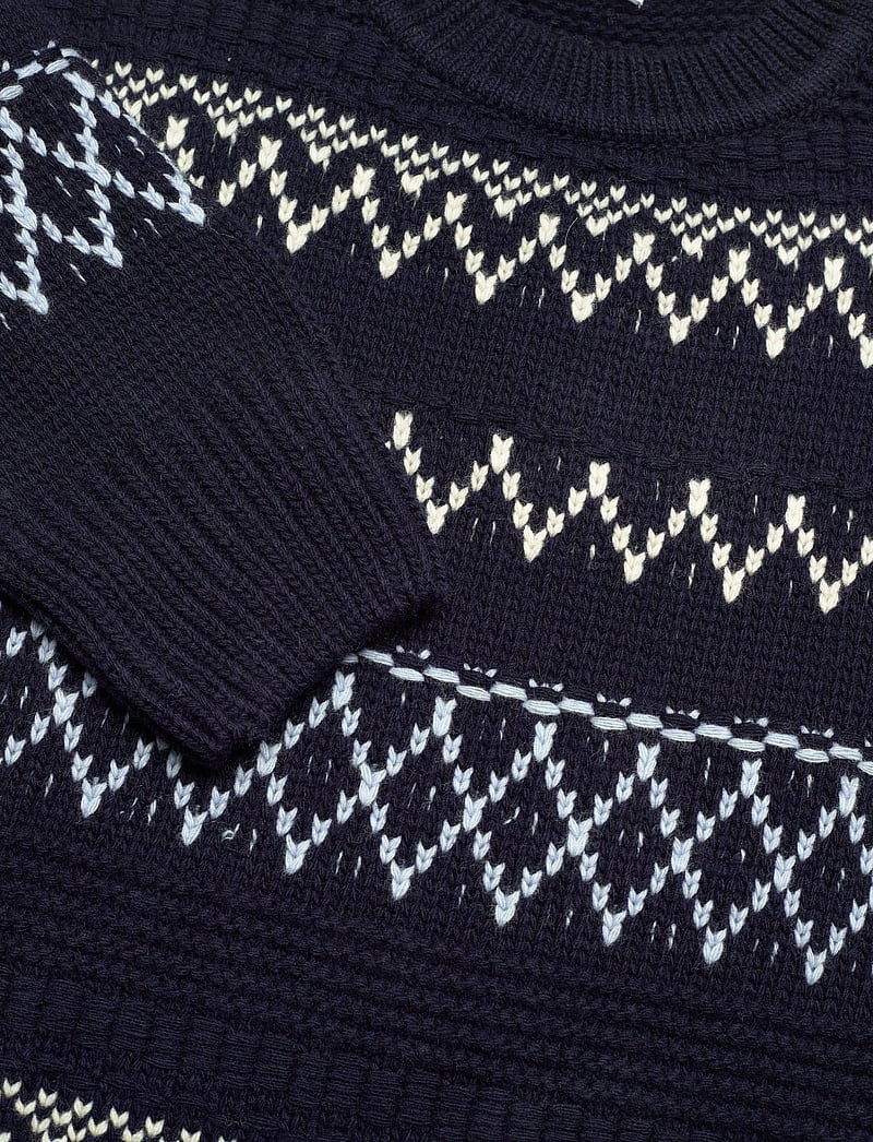 Knowledge Cotton Apparel - Knitted pattern crew neck - RWS - blue stripe - 2