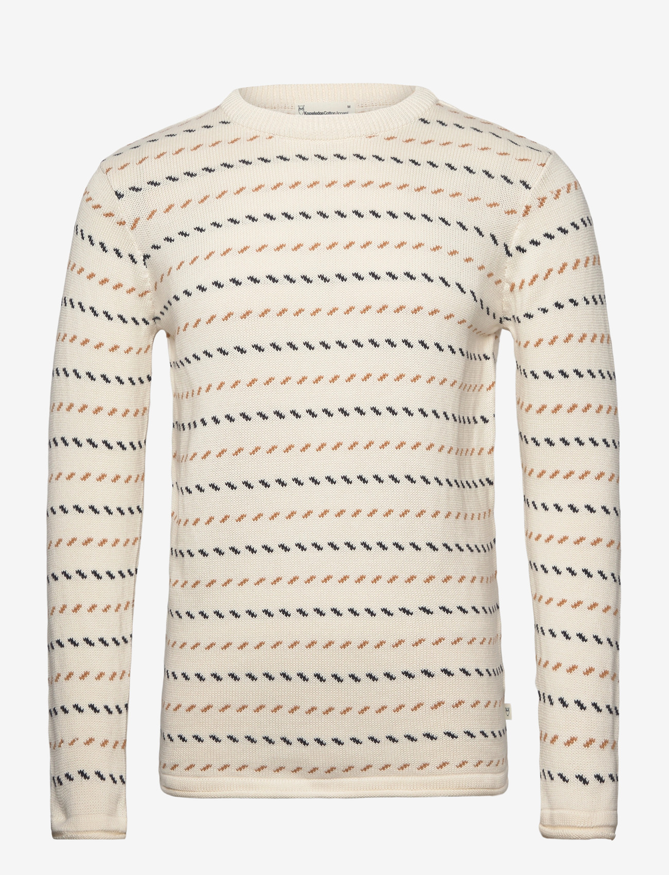 Knowledge Cotton Apparel - Organic Cotton Jacquard Knit - Rege - rundhals - egret - 0