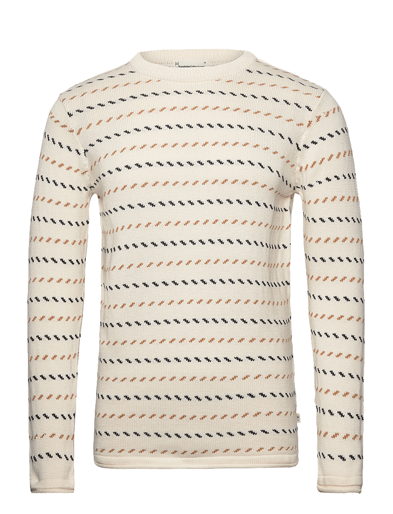 Knowledge Cotton Apparel - Organic Cotton Jacquard Knit - Rege - rundhals - egret - 0