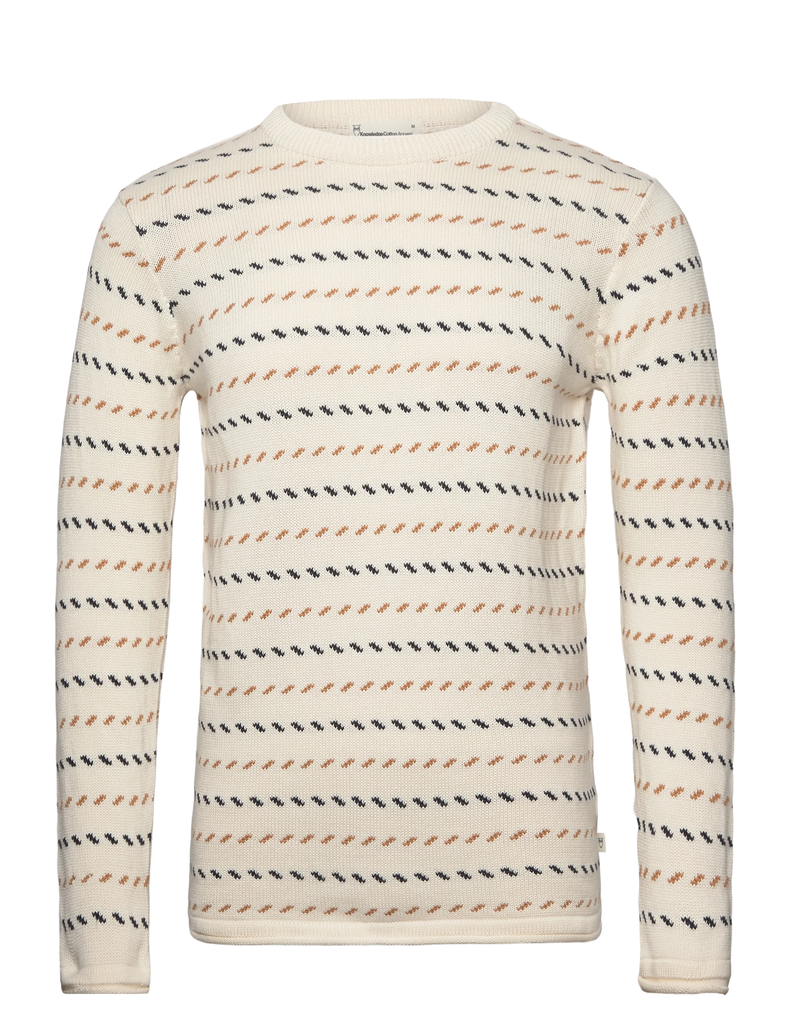 Knowledge Cotton Apparel Organic Cotton Jacquard Knit - Rege - Rundhalsad - EGRET / cream