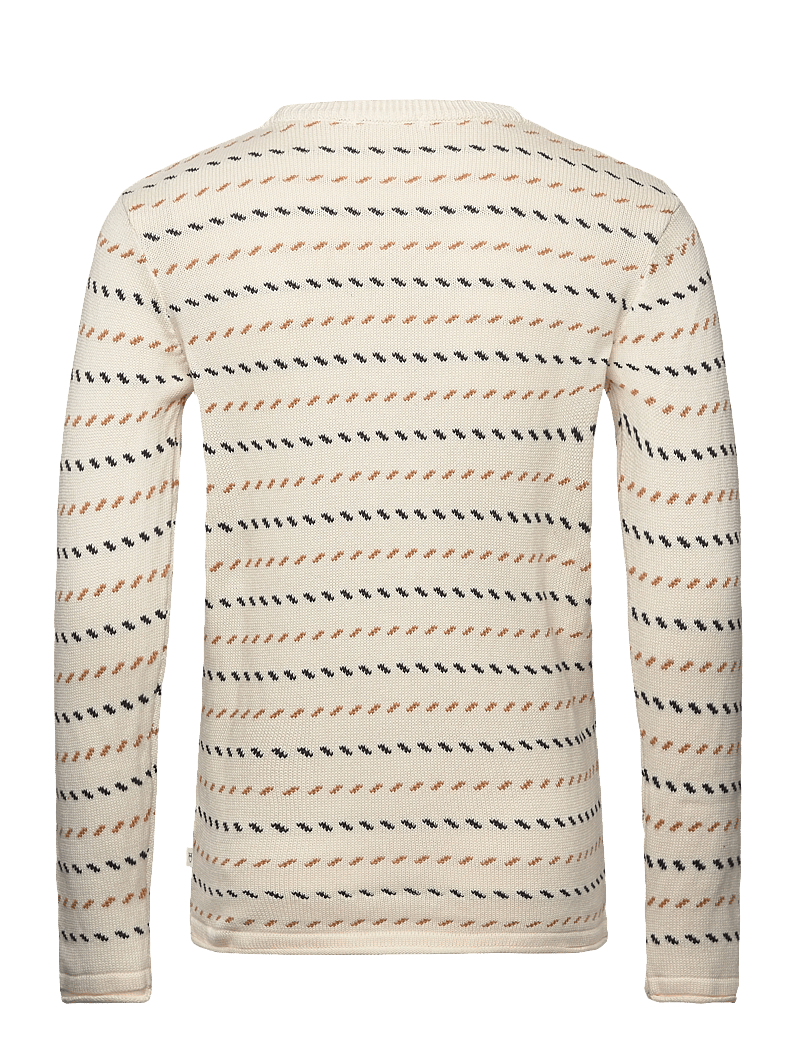 Knowledge Cotton Apparel - Organic Cotton Jacquard Knit - Rege - rundhals - egret - 1