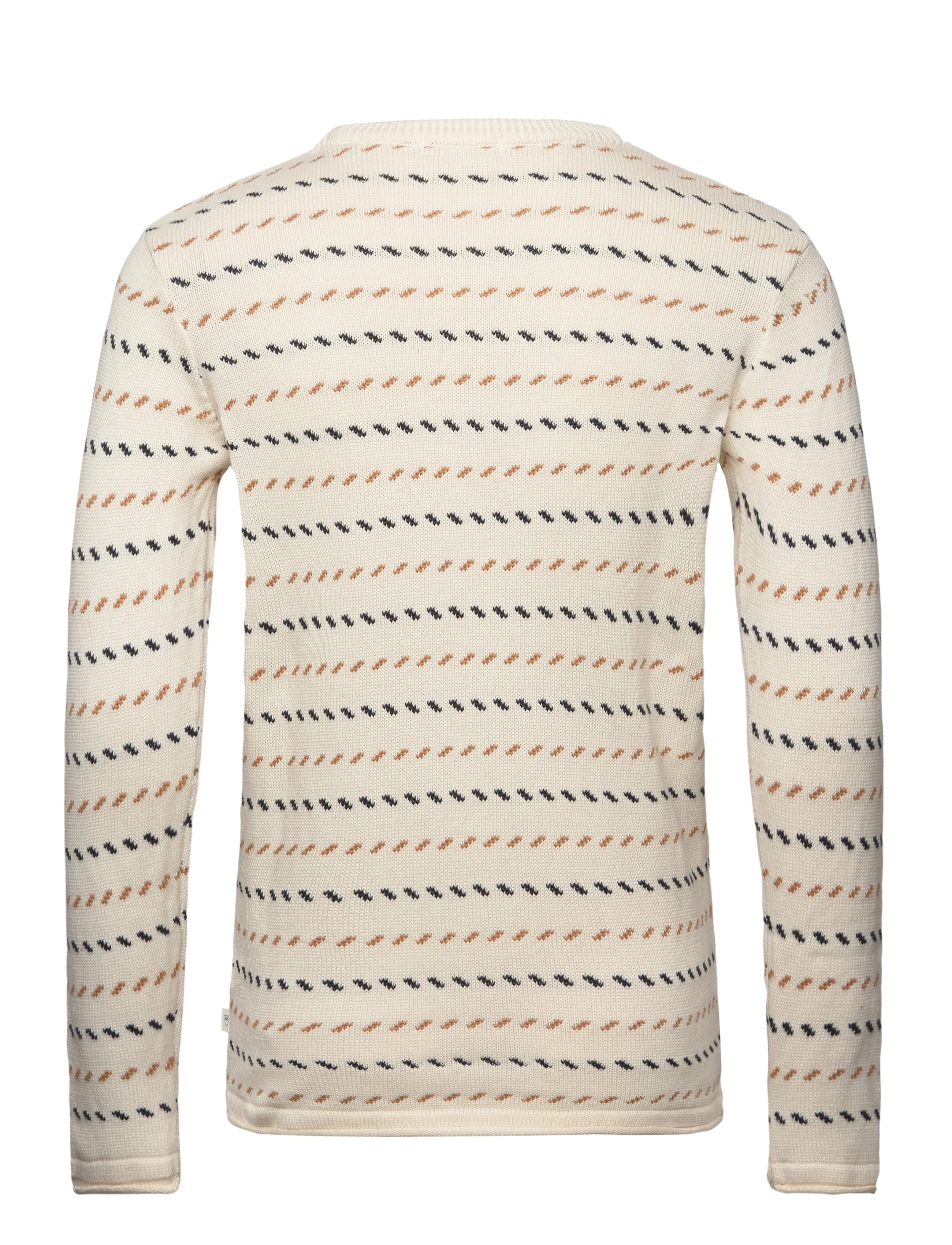 Knowledge Cotton Apparel - Organic Cotton Jacquard Knit - Rege - rund hals - egret - 1