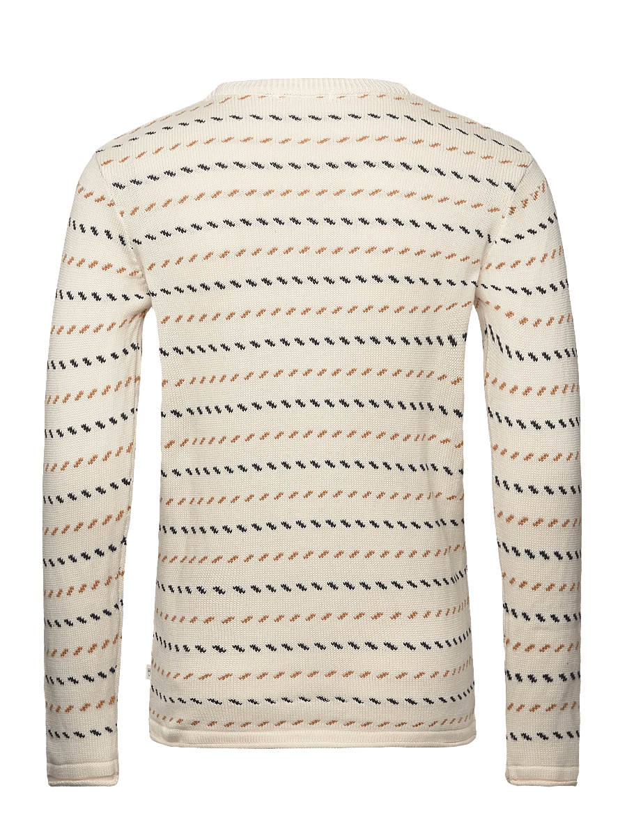 Knowledge Cotton Apparel - Organic Cotton Jacquard Knit - Rege - rundhals - egret - 1