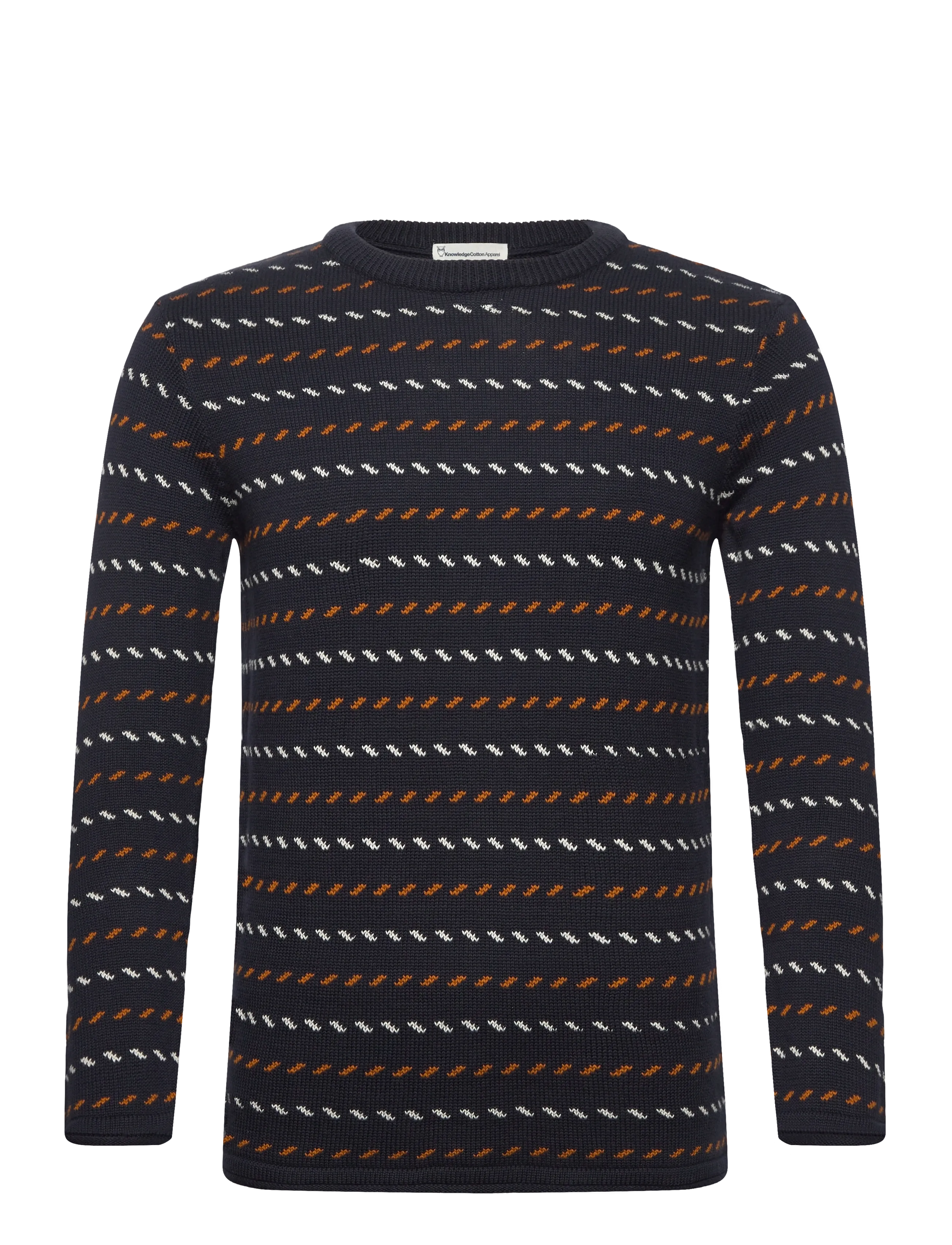 Knowledge Cotton Apparel Organic Cotton Jacquard Knit Rege, Mænd, Jacquard Striktrøje, Navy, Str: XXL