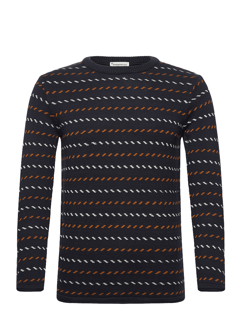 Knowledge Cotton Apparel - Organic Cotton Jacquard Knit - Rege - rundhals - night sky - 0