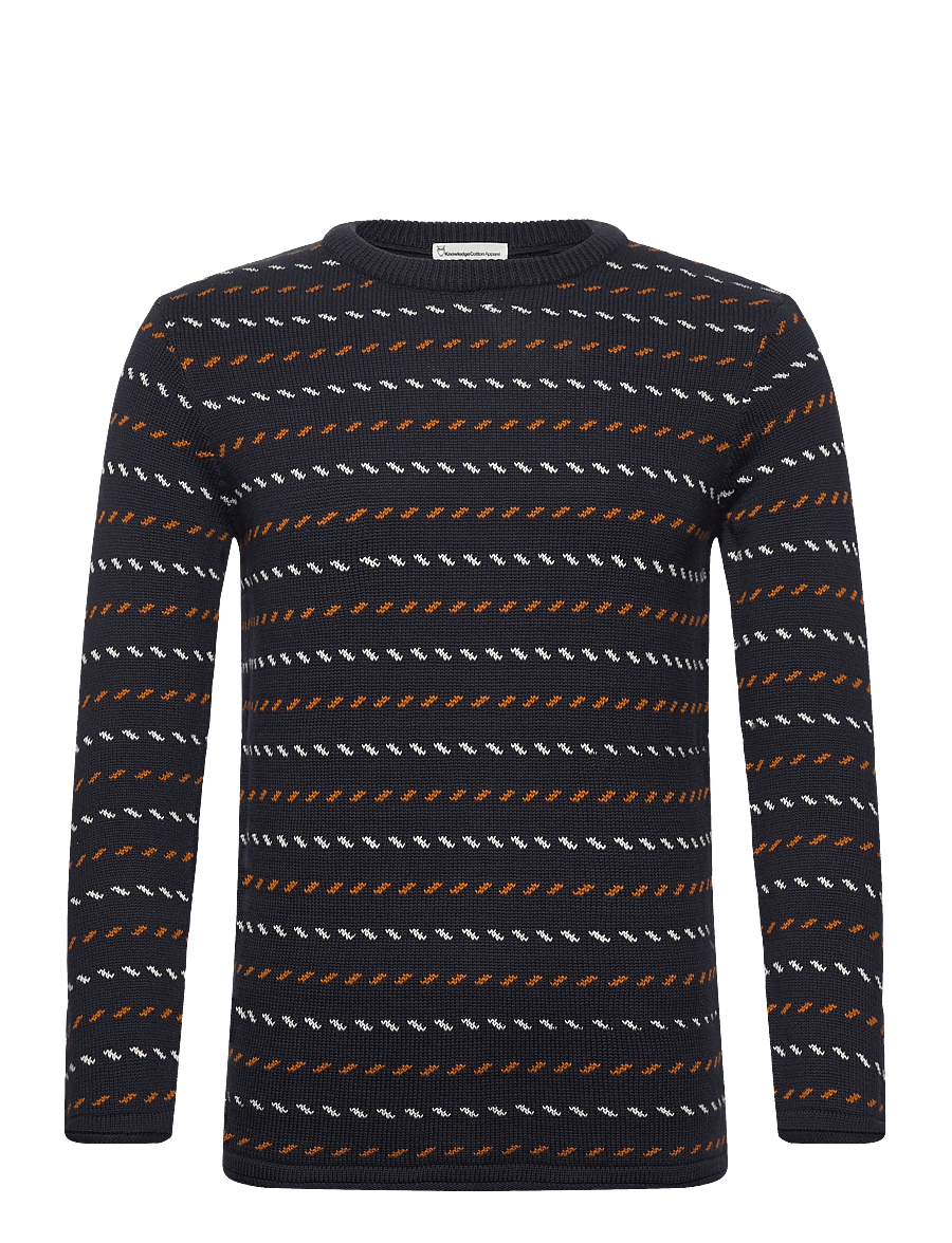 Knowledge Cotton Apparel - Organic Cotton Jacquard Knit - Rege - rundhals - night sky - 0