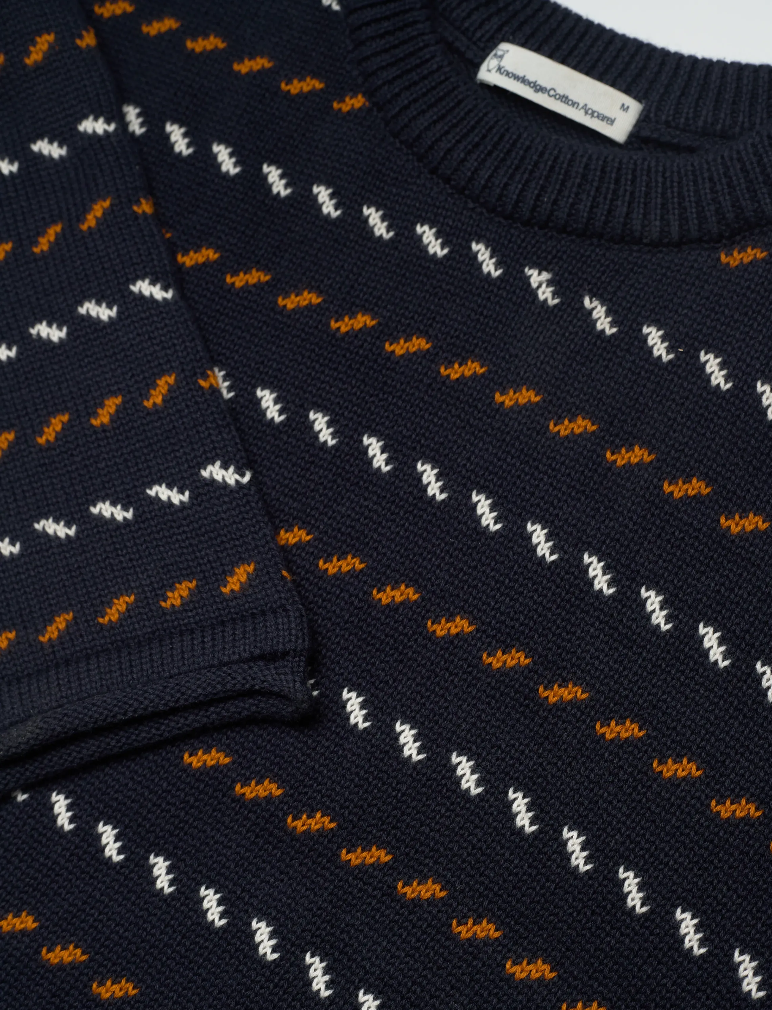 Knowledge Cotton Apparel - Organic Cotton Jacquard Knit - Rege - rund hals - night sky - 2