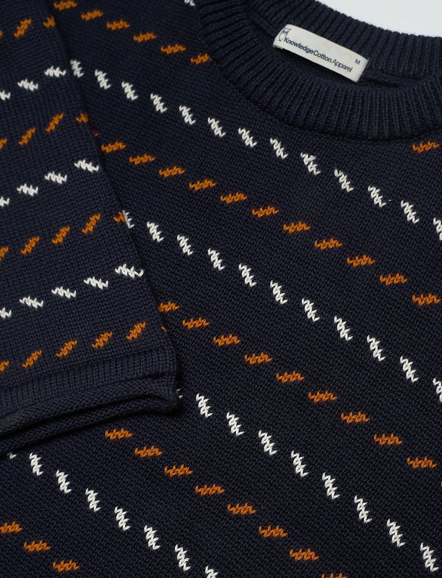 Knowledge Cotton Apparel - Organic Cotton Jacquard Knit - Rege - rundhals - night sky - 2