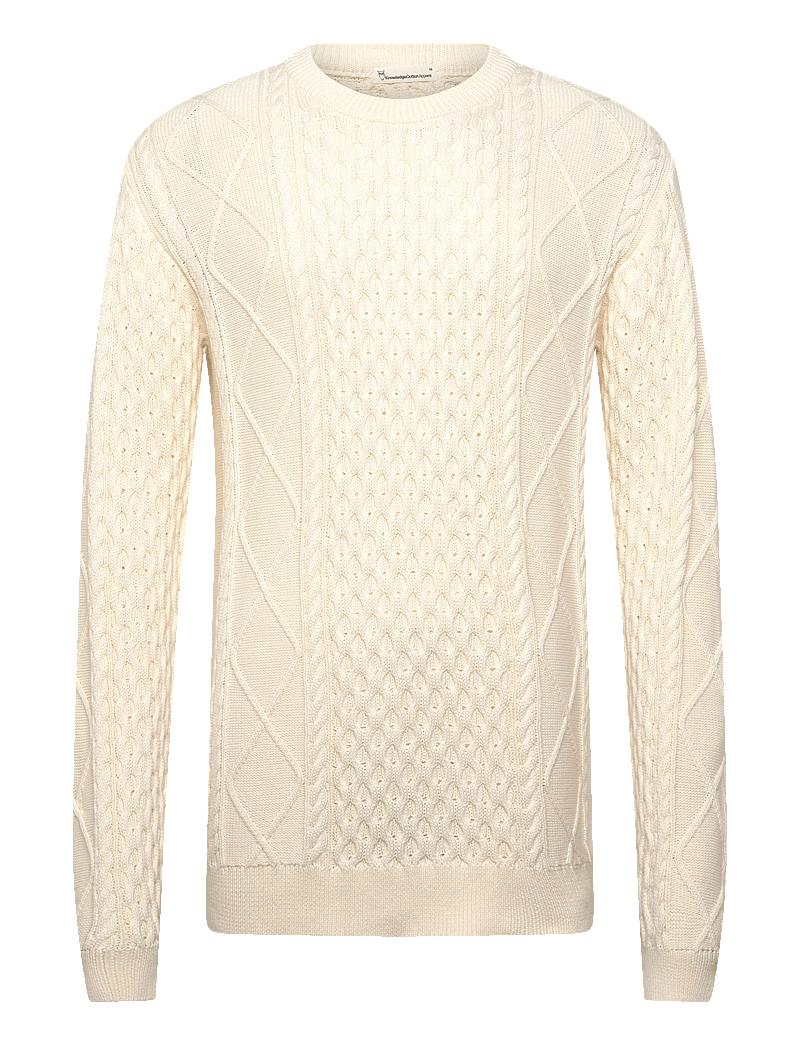 Knowledge Cotton Apparel - Organic Cotton Cable Knit - Regener - rundhals - egret - 0