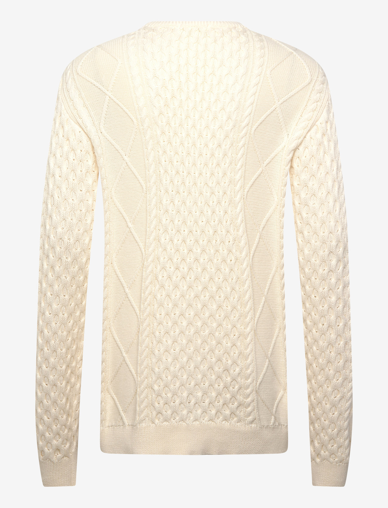 Knowledge Cotton Apparel - Organic Cotton Cable Knit - Regener - rund hals - egret - 1