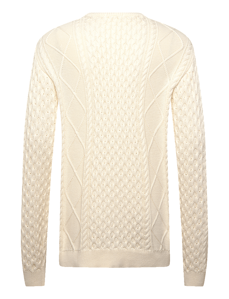 Knowledge Cotton Apparel - Organic Cotton Cable Knit - Regener - rundhals - egret - 1