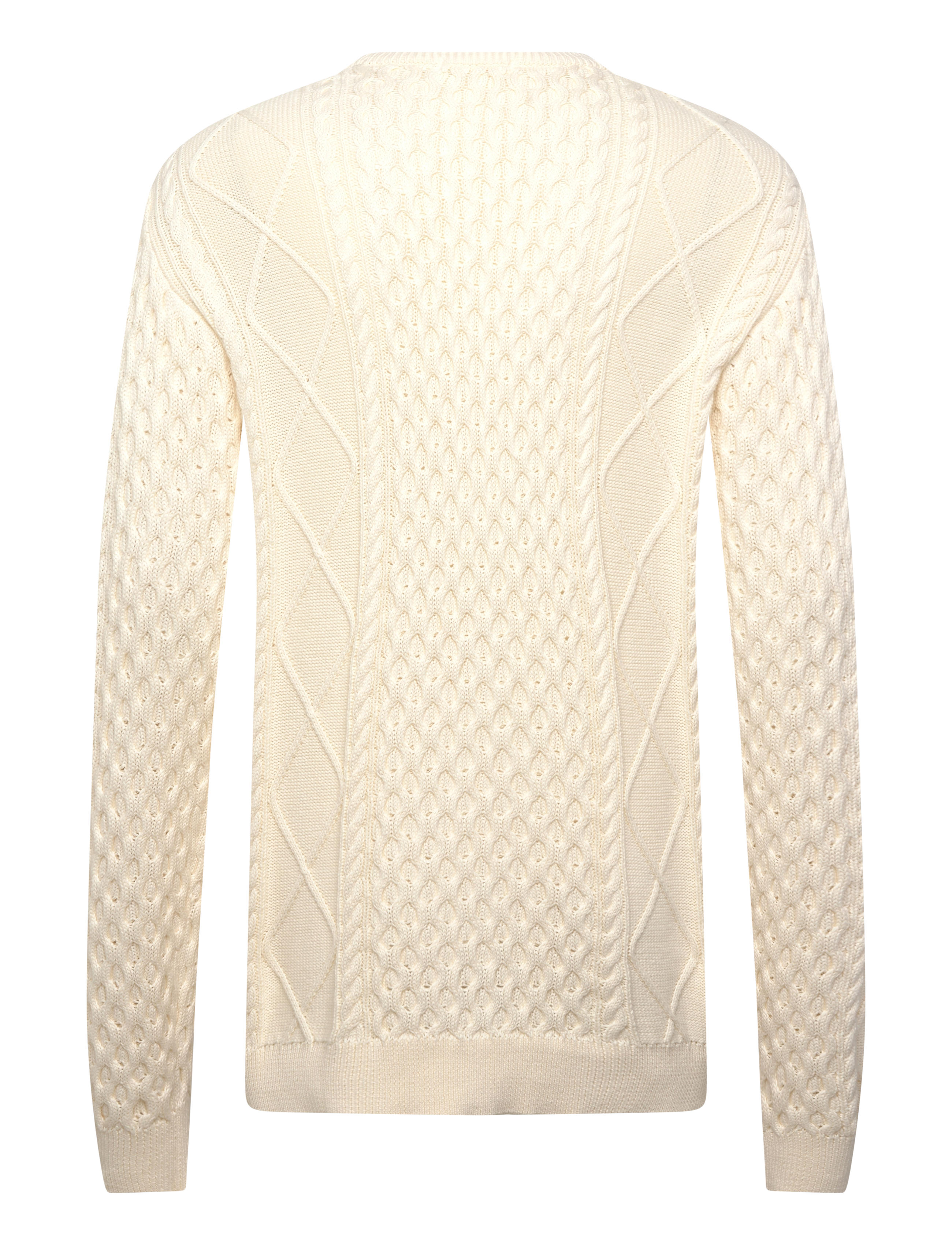 Knowledge Cotton Apparel - Organic Cotton Cable Knit - Regener - ronde hals - egret - 1