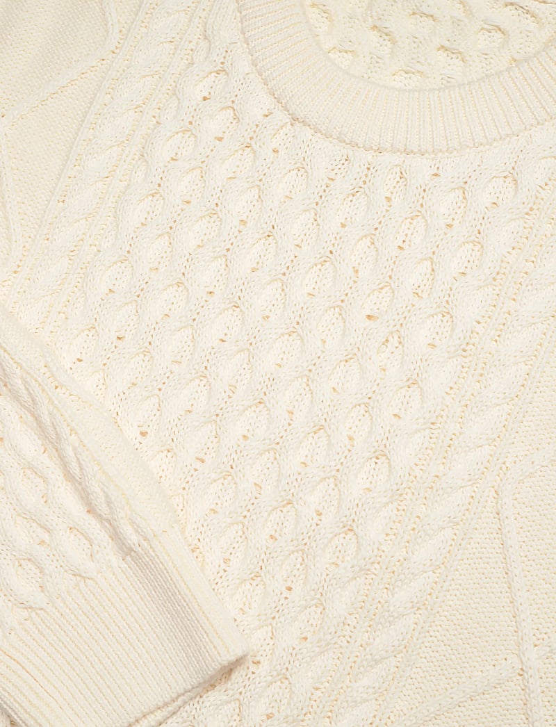 Knowledge Cotton Apparel - Organic Cotton Cable Knit - Regener - rundhals - egret - 2