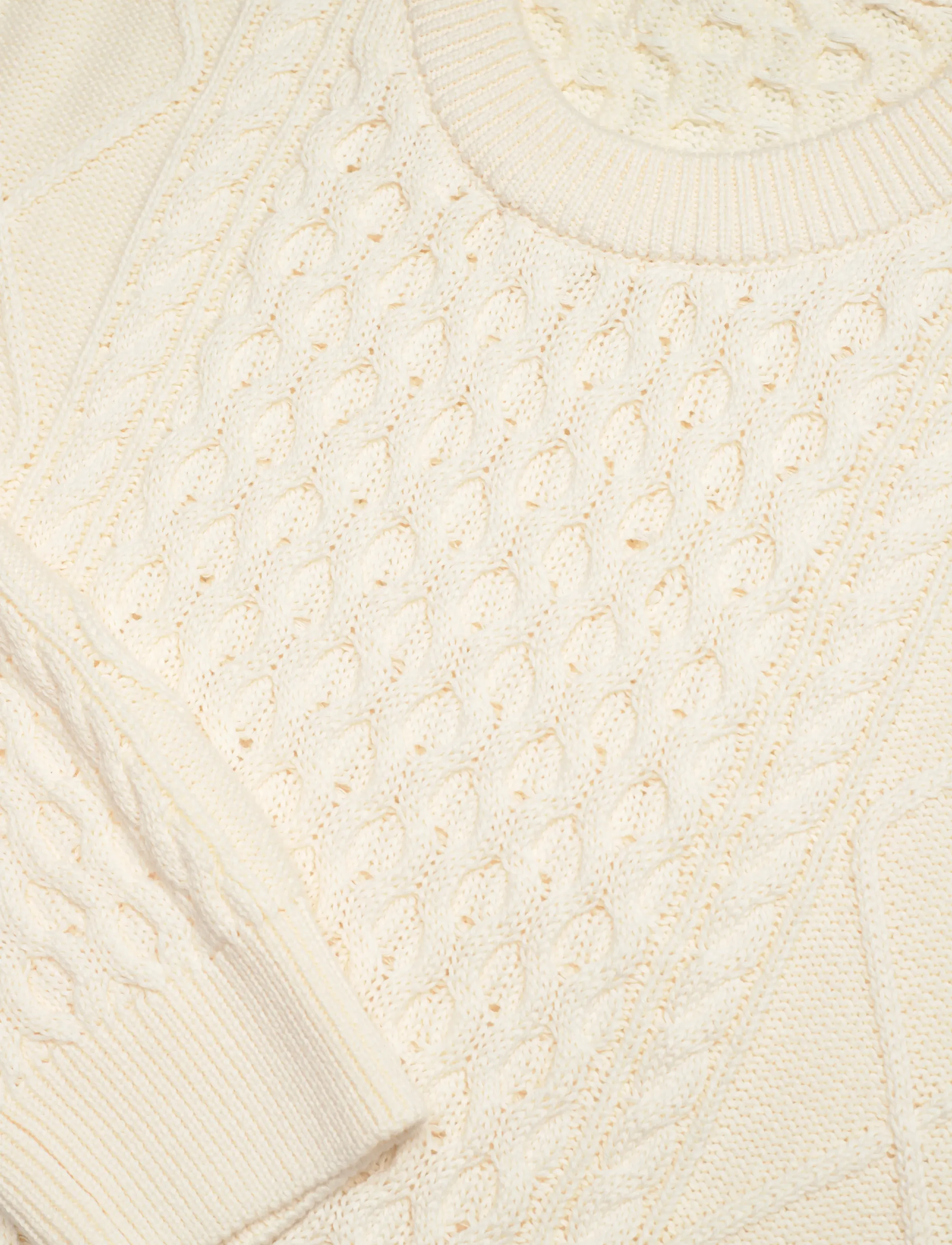 Knowledge Cotton Apparel - Organic Cotton Cable Knit - Regener - ronde hals - egret - 2