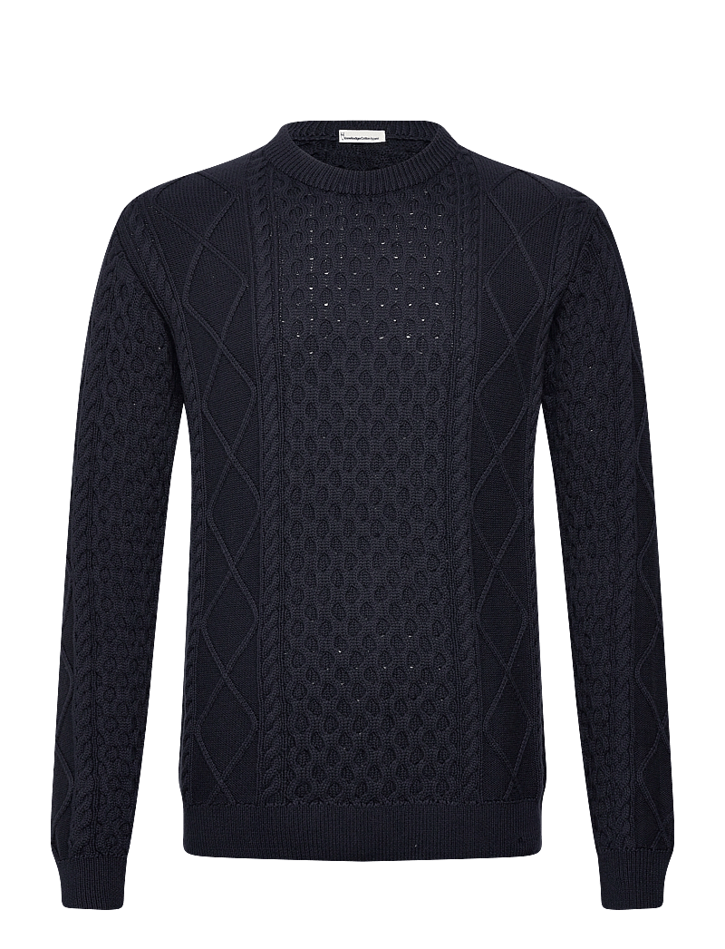 Knowledge Cotton Apparel - Organic Cotton Cable Knit - Regener - rundhals - night sky - 0