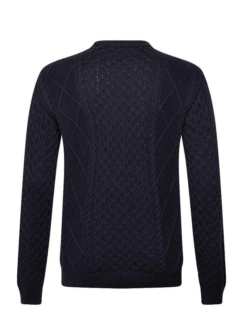 Knowledge Cotton Apparel - Organic Cotton Cable Knit - Regener - rundhals - night sky - 1
