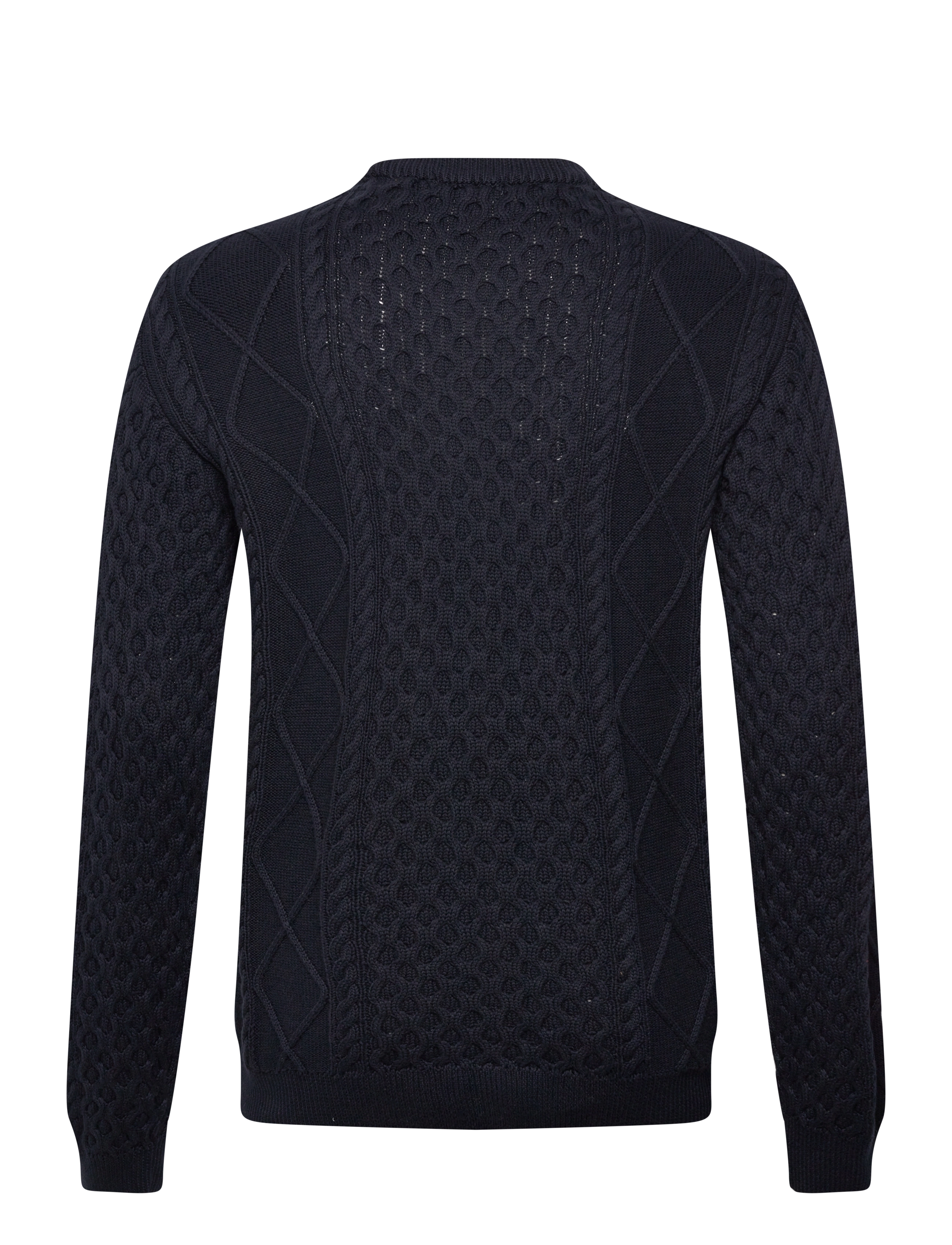 Knowledge Cotton Apparel - Organic Cotton Cable Knit - Regener - Ümmarguse kaelusega kudumid - night sky - 1